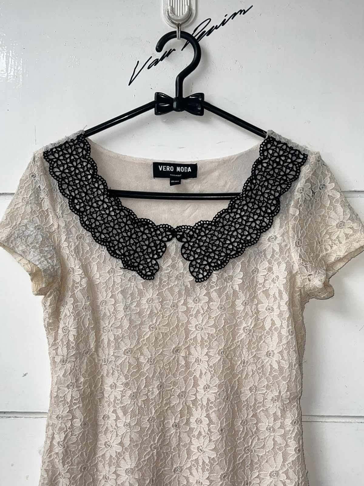 Other VERO MODA Cream Brokat T-shirt Size XS / US 0-2 / IT 36-38 - 11 Thumbnail