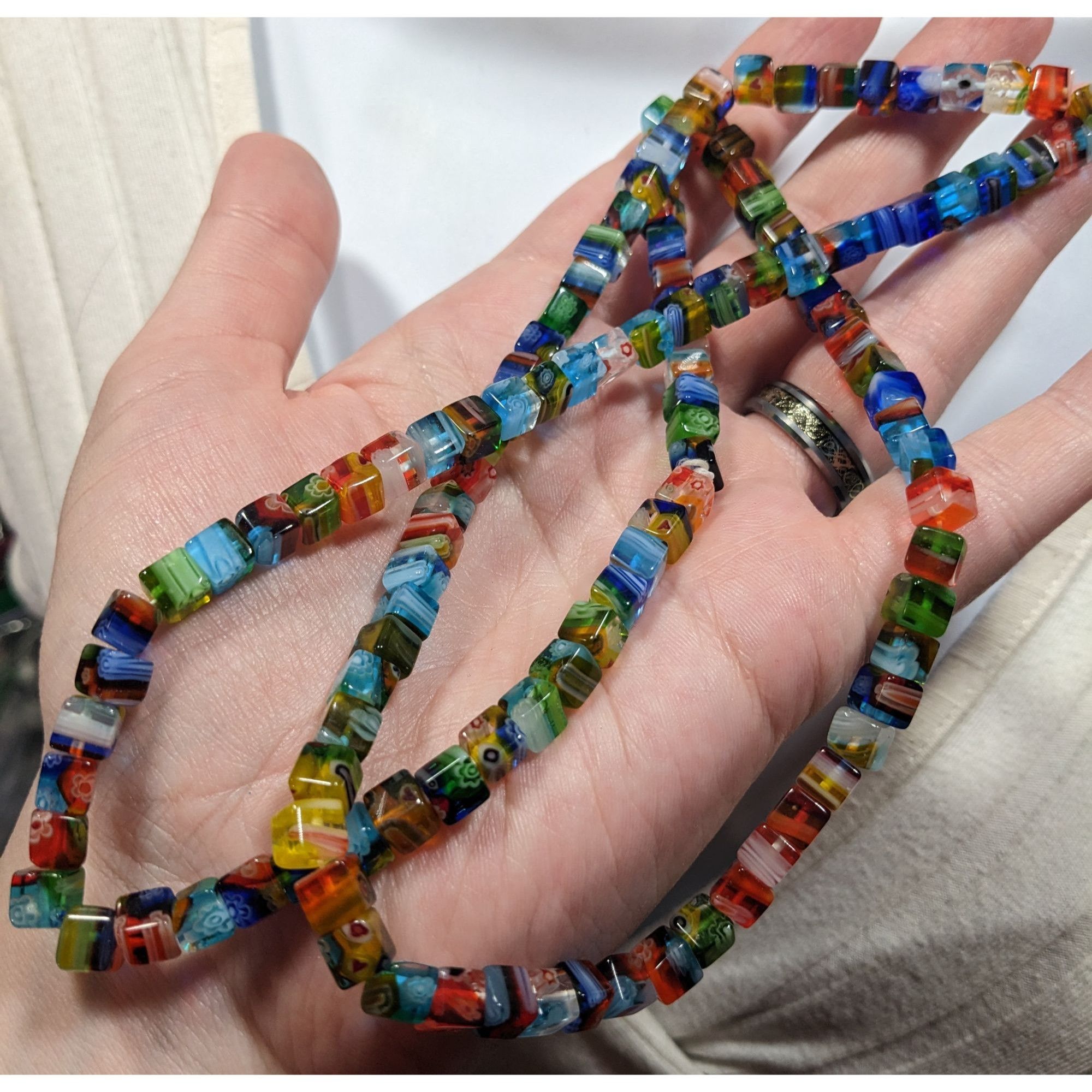 Other Rainbow Millefiori Glass Cube Beaded Necklace Size ONE SIZE - 5 Thumbnail