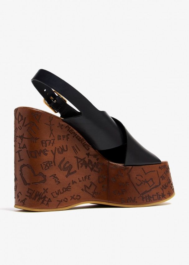 Chloe o1s22i1n0425 Cotton Wedge Shoes in Black Size US 10 / IT 40 - 3 Thumbnail