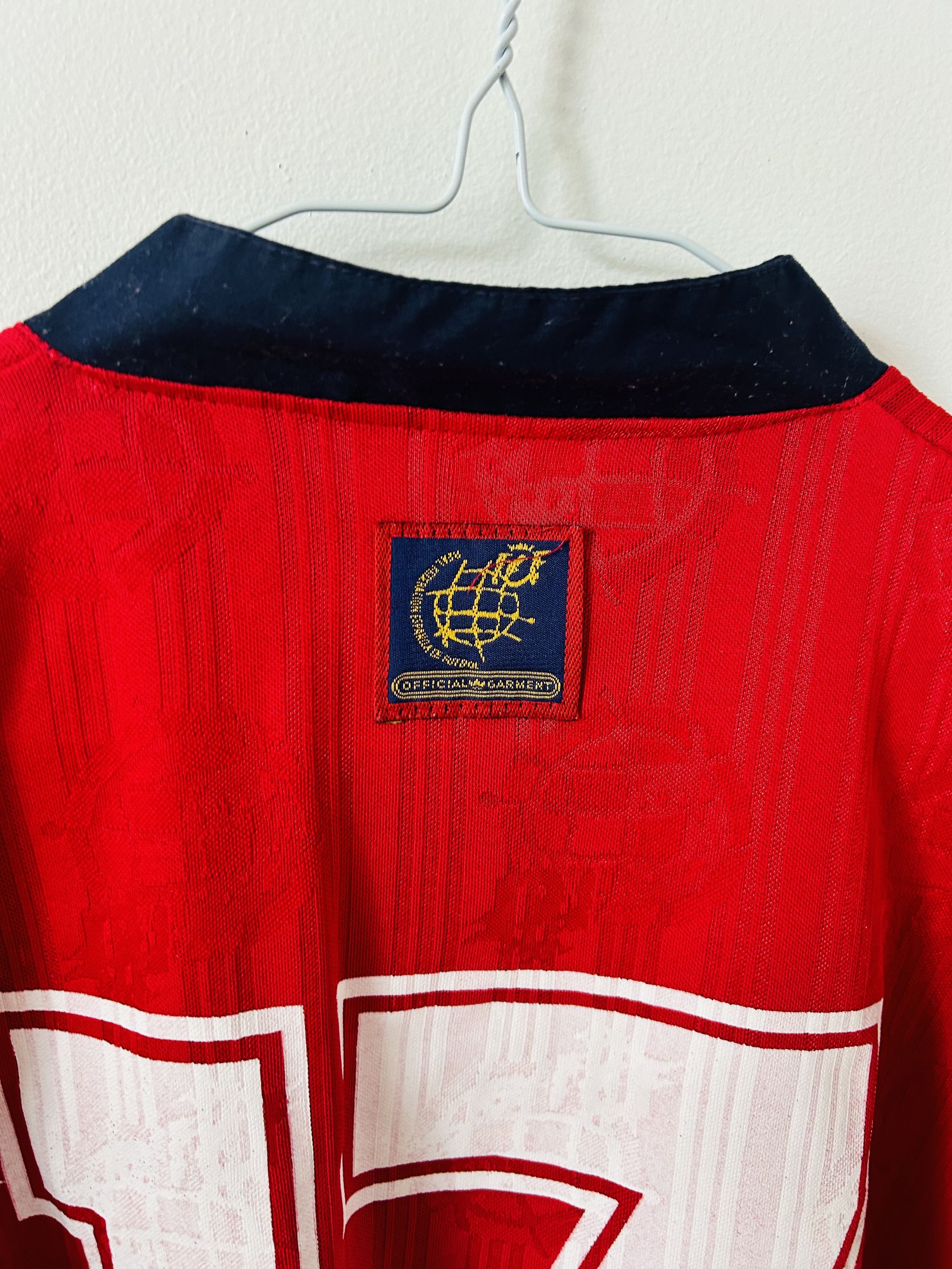 Adidas × Vintage Spain 1996 home Match issue/worn jersey Size US L / EU 52-54 / 3 - 7 Thumbnail