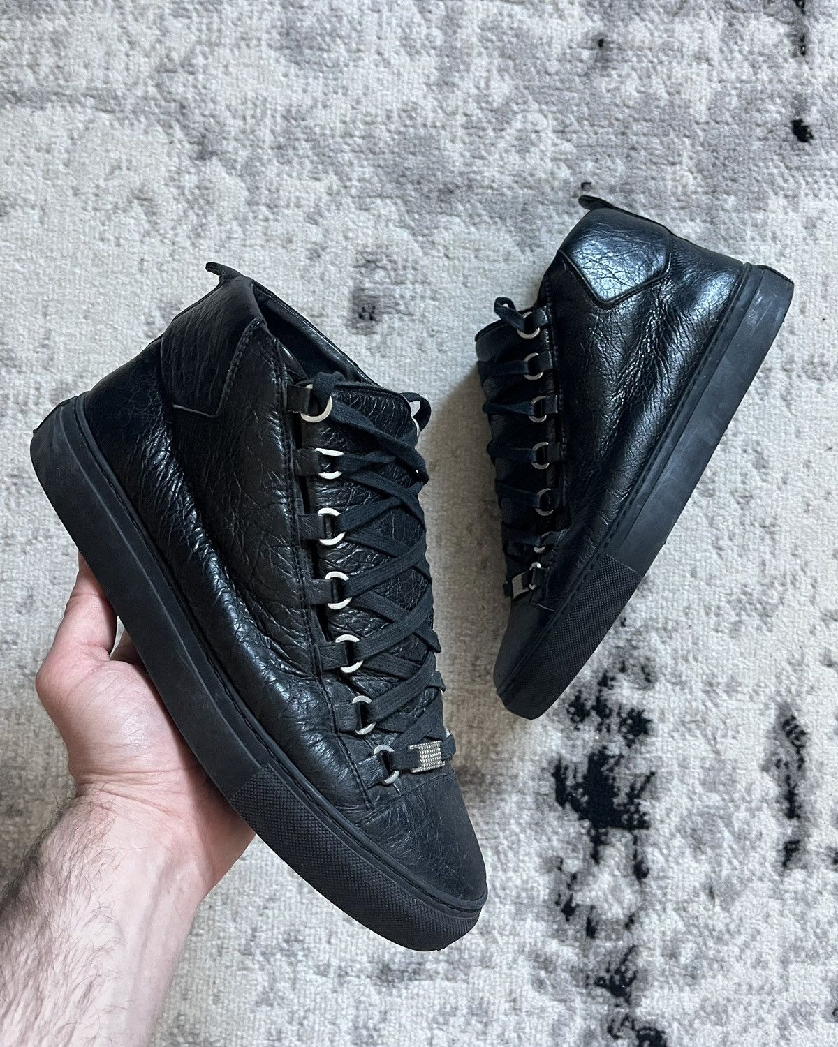 Balenciaga Balenciaga Arena High Top Black Leather | Grailed