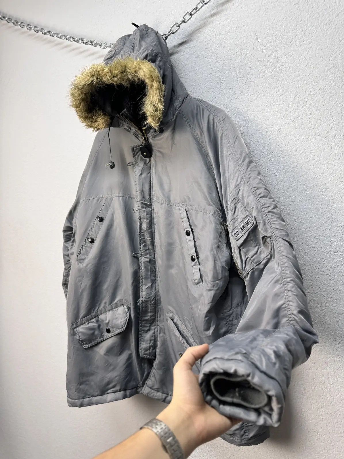 If Six Was Nine × Le Grande Bleu (L.G.B.) × Yohji Yamamoto Avant Garde If Six Was Nine Style Jacket Fur Hood MA1 Size US XL / EU 56 / 4 - 5 Thumbnail