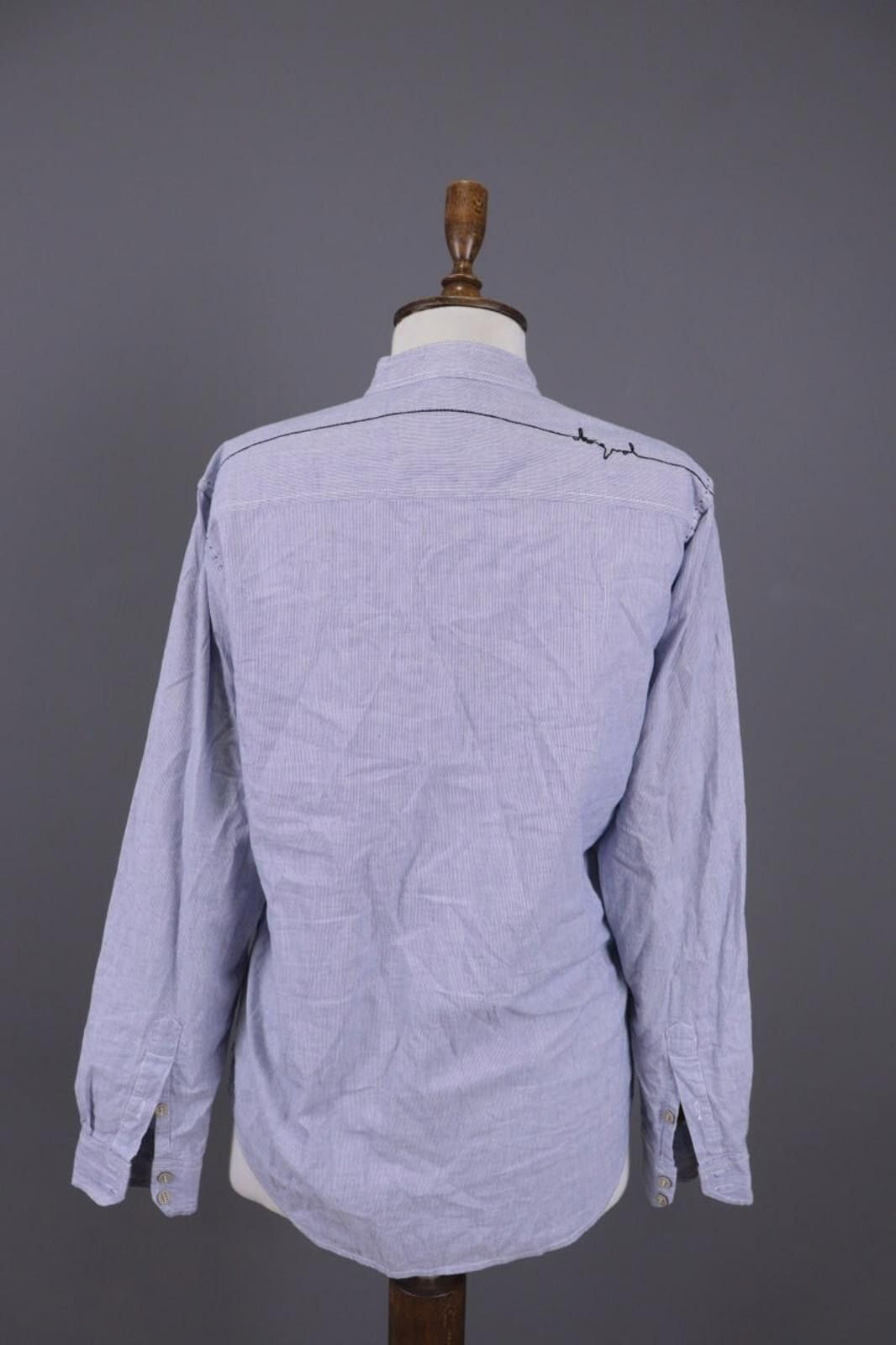 Desigual Desigual Blue Pritned Band Collar Henley Shirt Size M Size US M / EU 48-50 / 2 - 7 Thumbnail