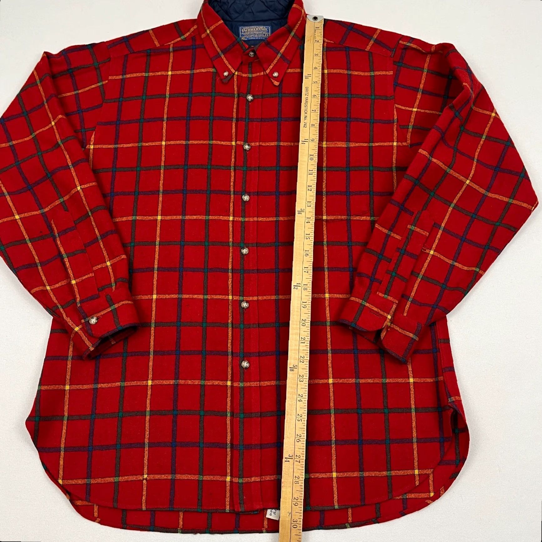 Pendleton VTG Pendleton Shirt Mens L Red Plaid Virgin Wool Button-Down Flannel Made in USA Size US L / EU 52-54 / 3 - 3 Thumbnail