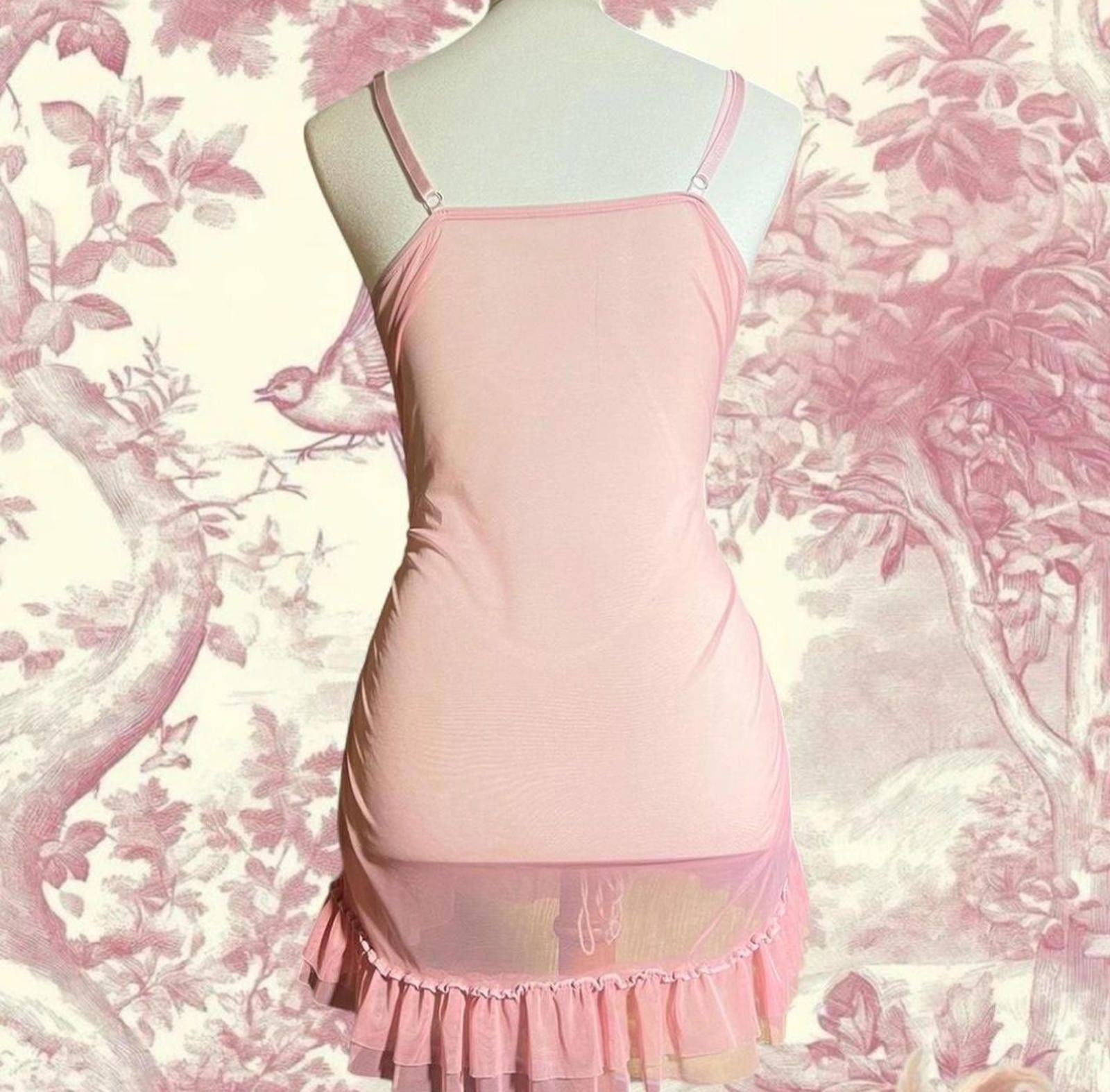 Other Vintage Lingerie Pink BabyDoll Layer Dress Outerwear Sheer Size ONE SIZE - 4 Thumbnail