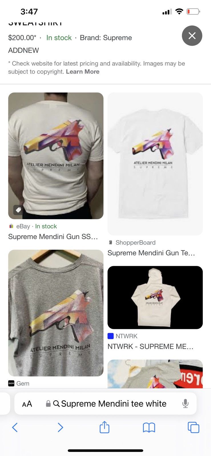 Supreme Supreme Mendini Tee White Size M Size US M / EU 48-50 / 2 - 3 Thumbnail