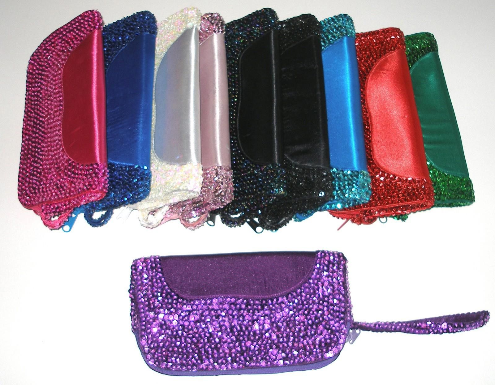 Designer Sequin Wallet Purse with Zipper ROYAL BLUE Size ONE SIZE - 2 Thumbnail