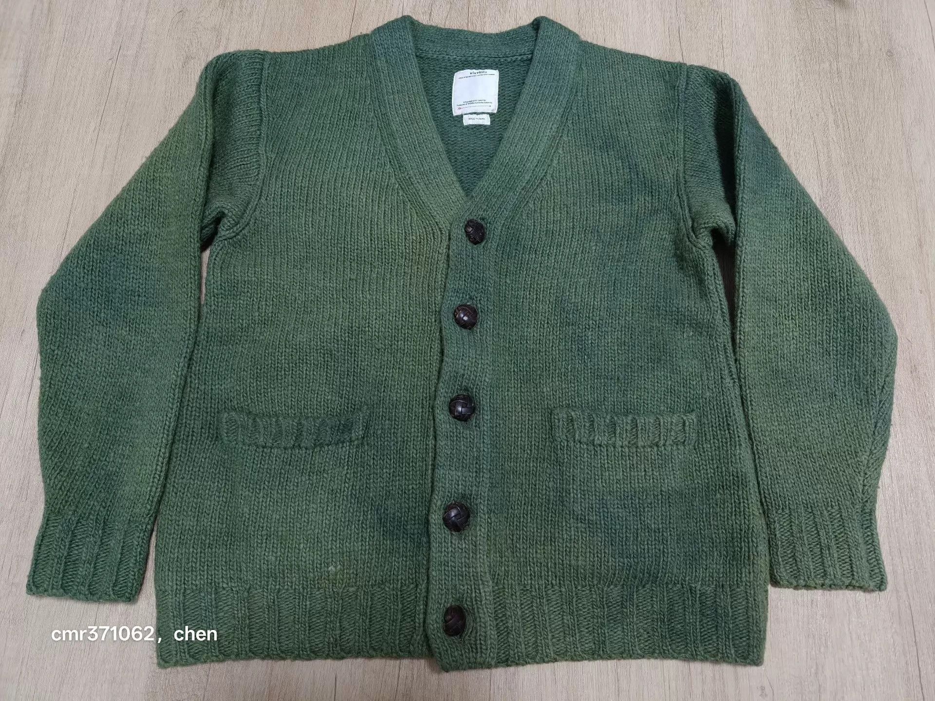 Visvim Green V-Neck Button-Up Cardigan Size S Size US S / EU 44-46 / 1 - 1 Thumbnail