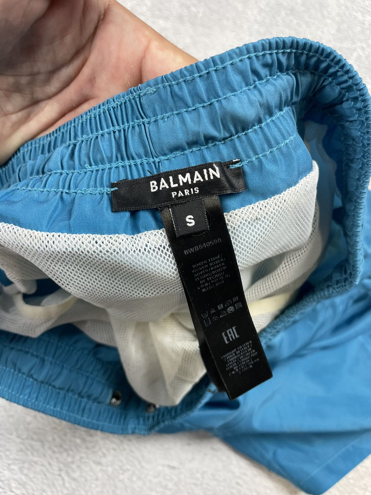 Balmain Balmain blue basic logo print swim shorts trunks Small Size US 31 - 4 Thumbnail