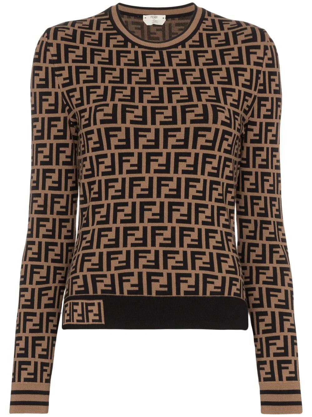 image of Fendi Ff Motif Sweater Size 38 in Tabacco, Women's
