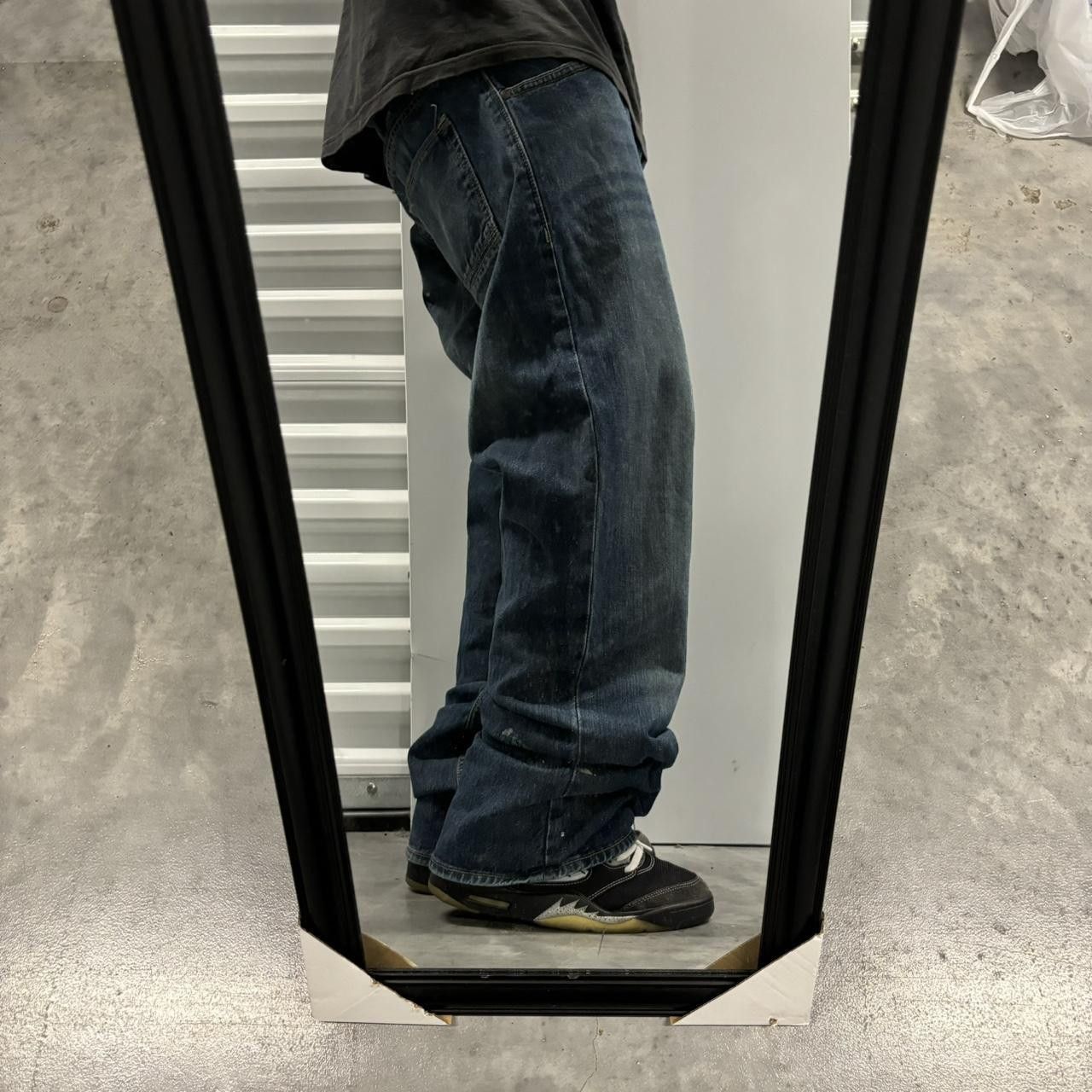 Japanese Brand × Vintage Crazy Vintage Y2K/2000s Baggy Grunge Faded Dark Wash Skater Denim Jeans! Size US 38 / EU 54 - 2 Thumbnail