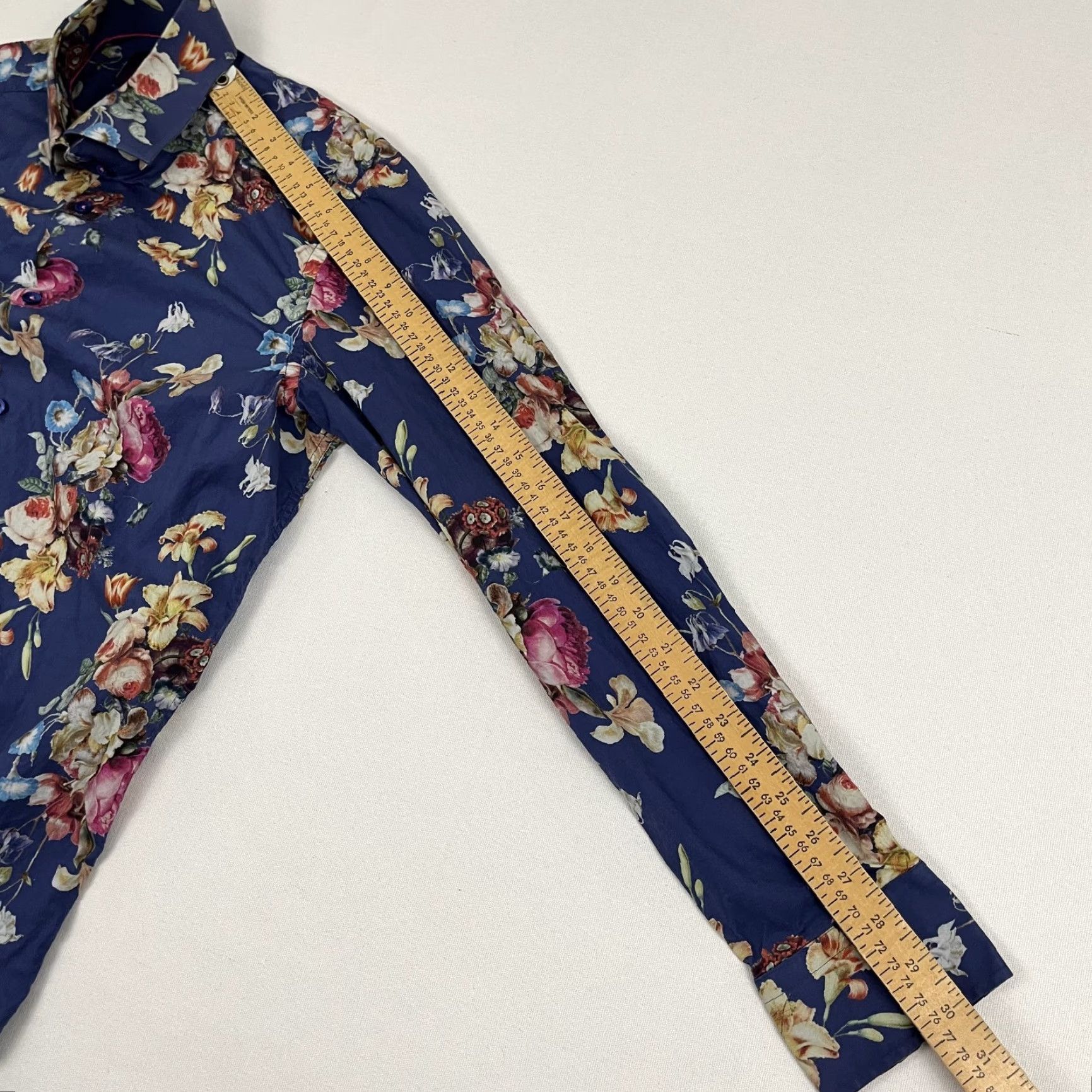 Vintage Hawes & Curtis London Shirt Mens Medium Brandon Slim Fit Blue Floral Button Up Size US M / EU 48-50 / 2 - 5 Thumbnail