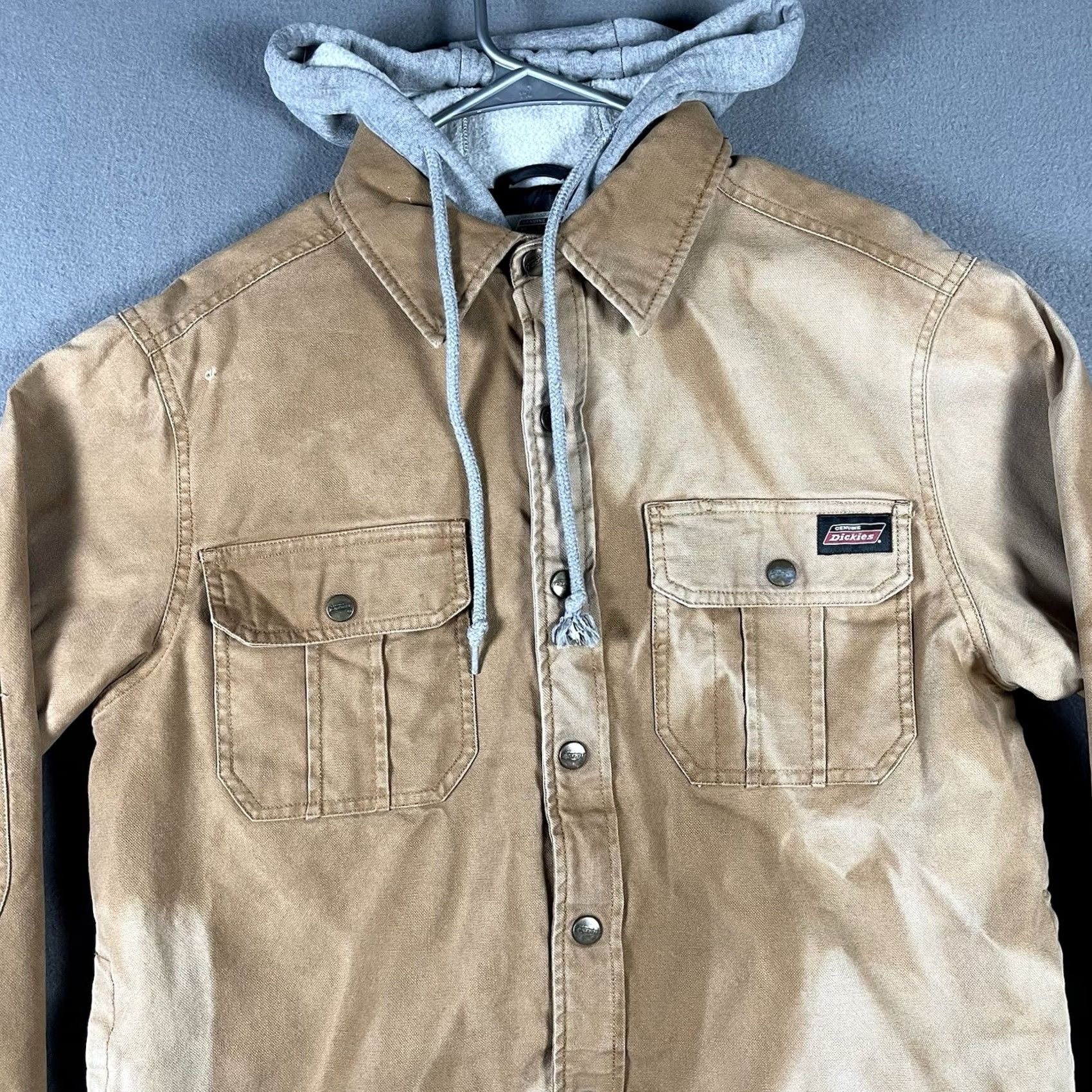 Dickies VINTAGE Dickies Jacket Small Brown Canvas Quilt Lined Hood Zip/Snap Distressed Men's Overcoat Pockets Fall Winter Size US S / EU 44-46 / 1 - 4 Thumbnail