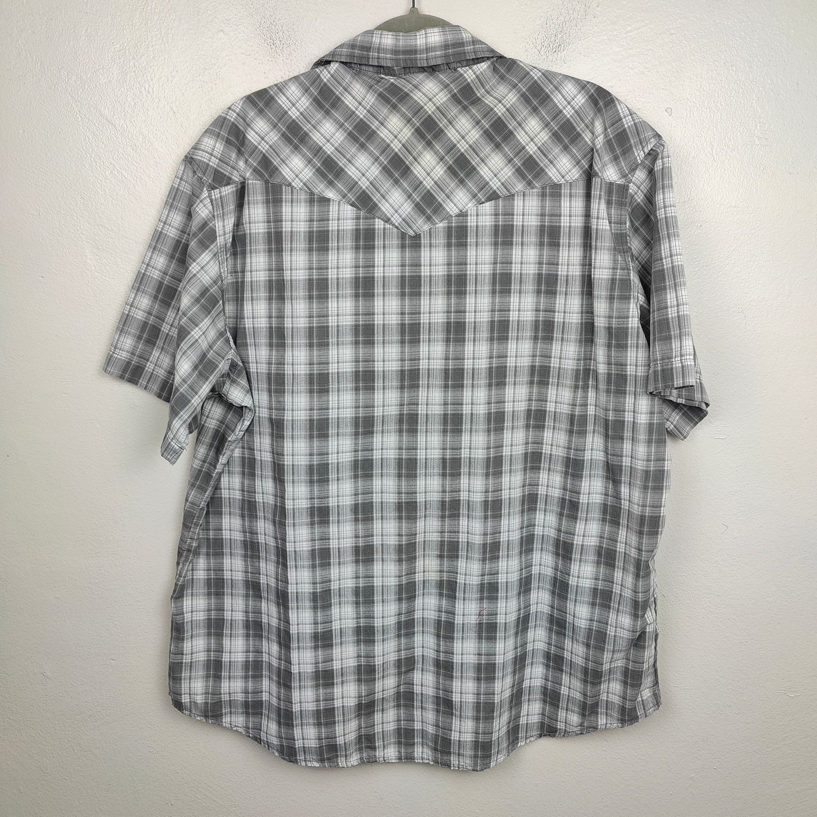Wrangler Wrangler Western Pearl Snap Shirt Mens XL Gray White Plaid Size US XL / EU 56 / 4 - 3 Thumbnail