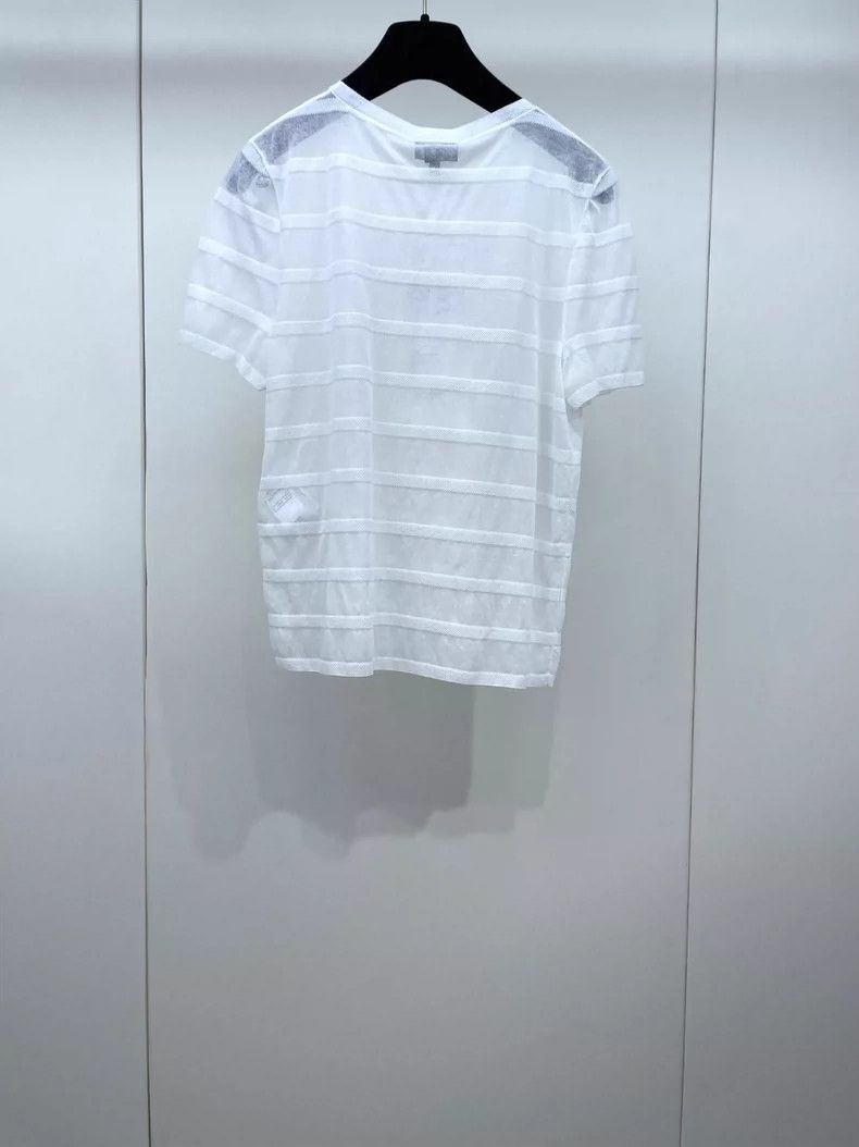 Chanel Chanel 24S white knitted striped transparent short sleeves Size XS / US 0-2 / IT 36-38 - 2 Thumbnail