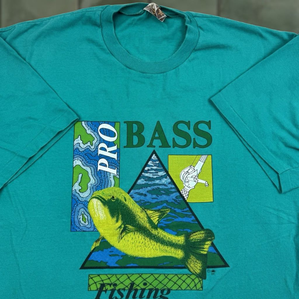 Vintage VINTAGE Cottonfields Bass Fishing T-Shirt Adult XL Blue Graphic Nature Sport 90s Mens Size US XL / EU 56 / 4 - 1 Thumbnail