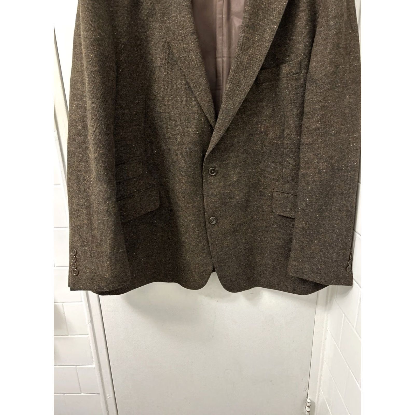 Lands' End Lands' End Blazer Mens 48 Brown Tweed Wool Donegal Two Button Sport Coat Jacket Size 48R - 3 Thumbnail