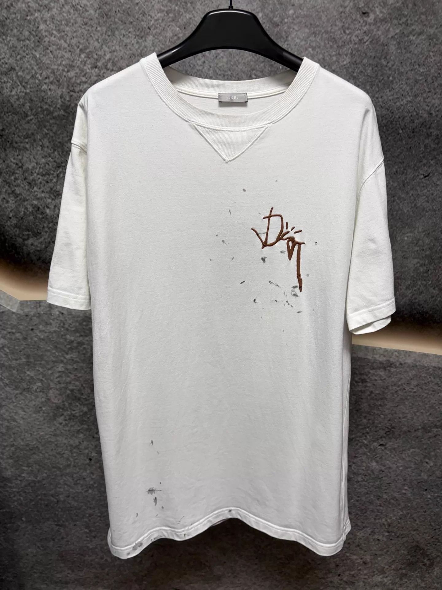 Dior Dior x Travis Scott short tee white XL splash ink Size US XL / EU 56 / 4 - 1 Thumbnail