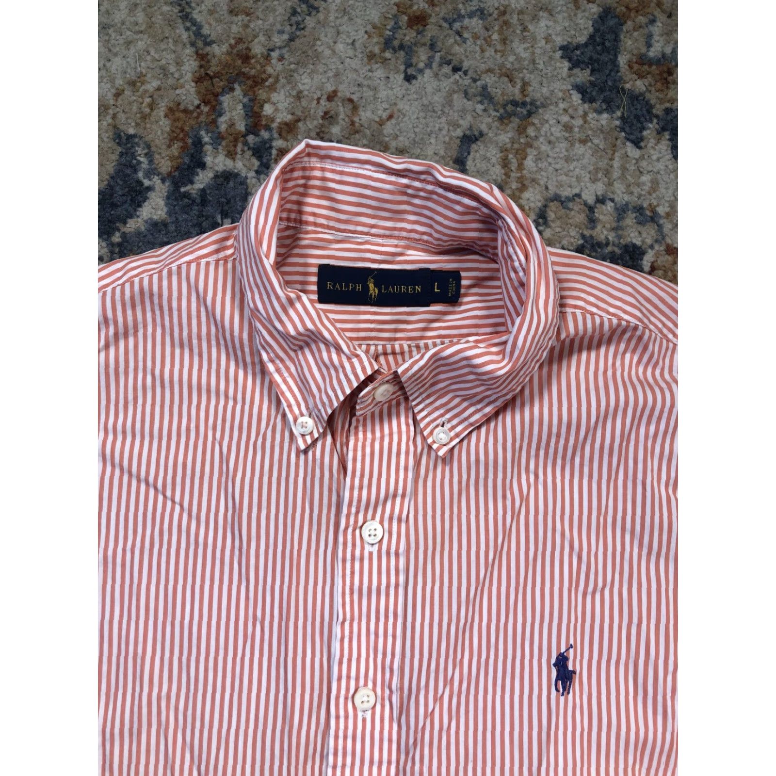 Ralph Lauren Ralph Lauren Shirt Mens Large Orange Stripe Long Sleeve Button-Down Casual Size US L / EU 52-54 / 3 - 2 Thumbnail