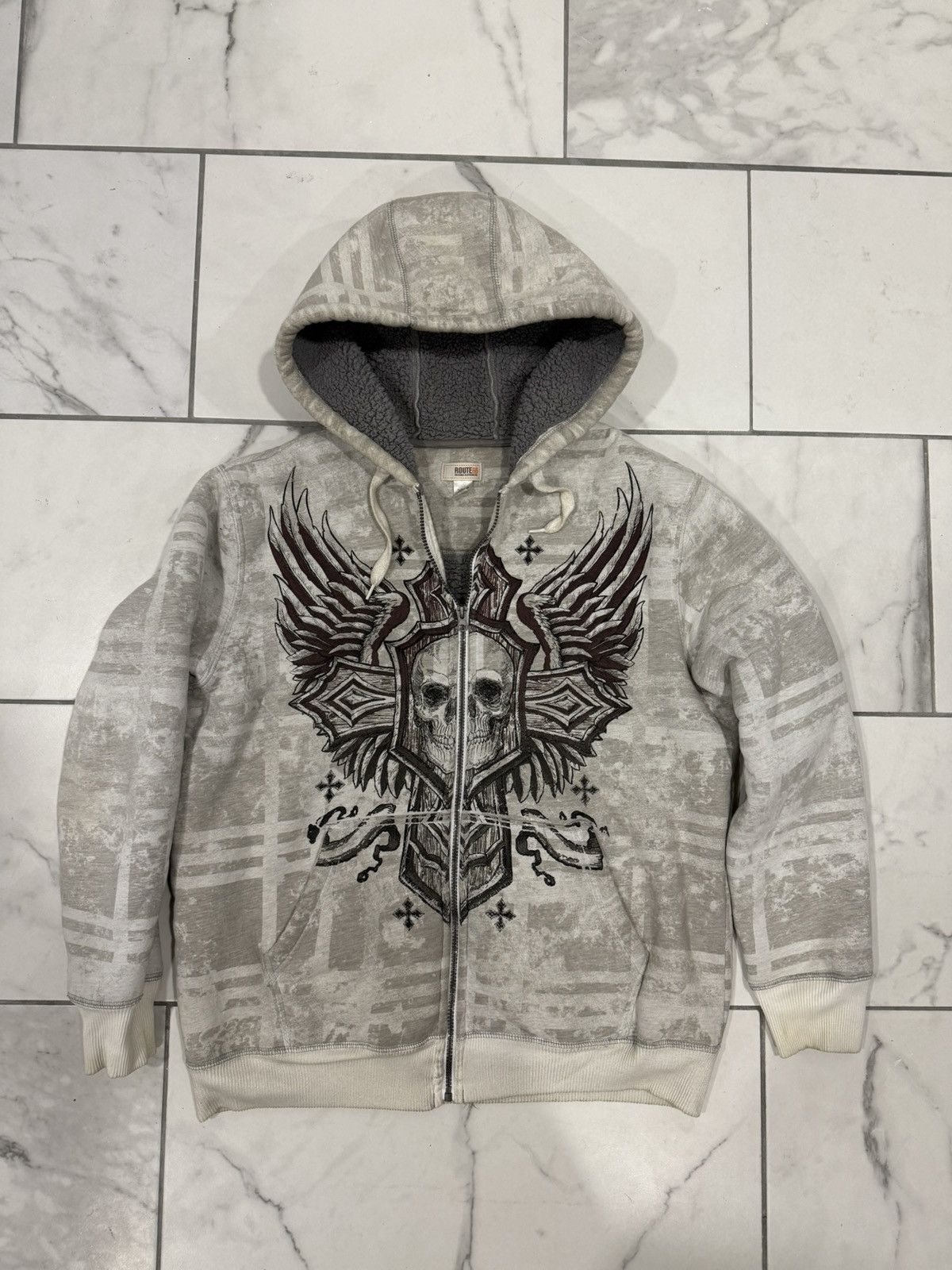 Route 66 Y2K Hoodie Skull Zip Up Size US L / EU 52-54 / 3 - 1 Thumbnail