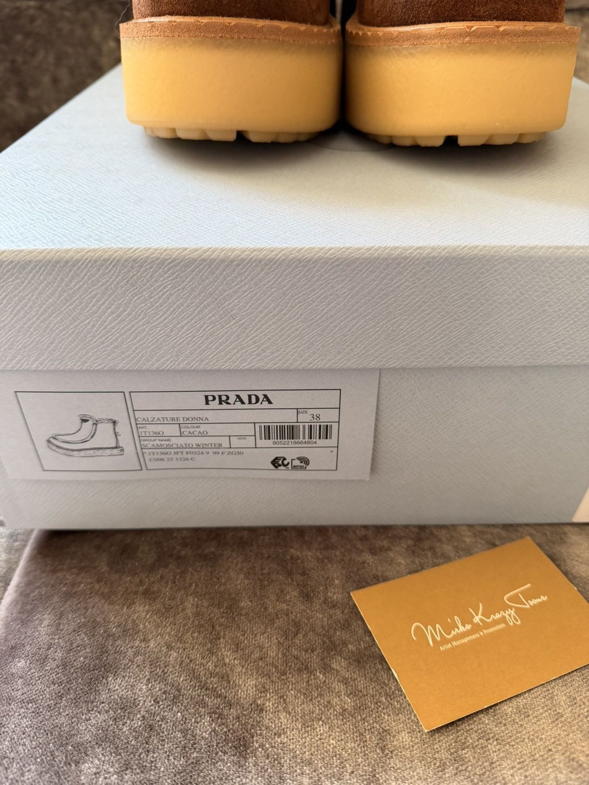 Prada BNWT $1450 Prada Brown Suede Leather Lambskin Fur Boots Size US 8 / IT 38 - 4 Thumbnail