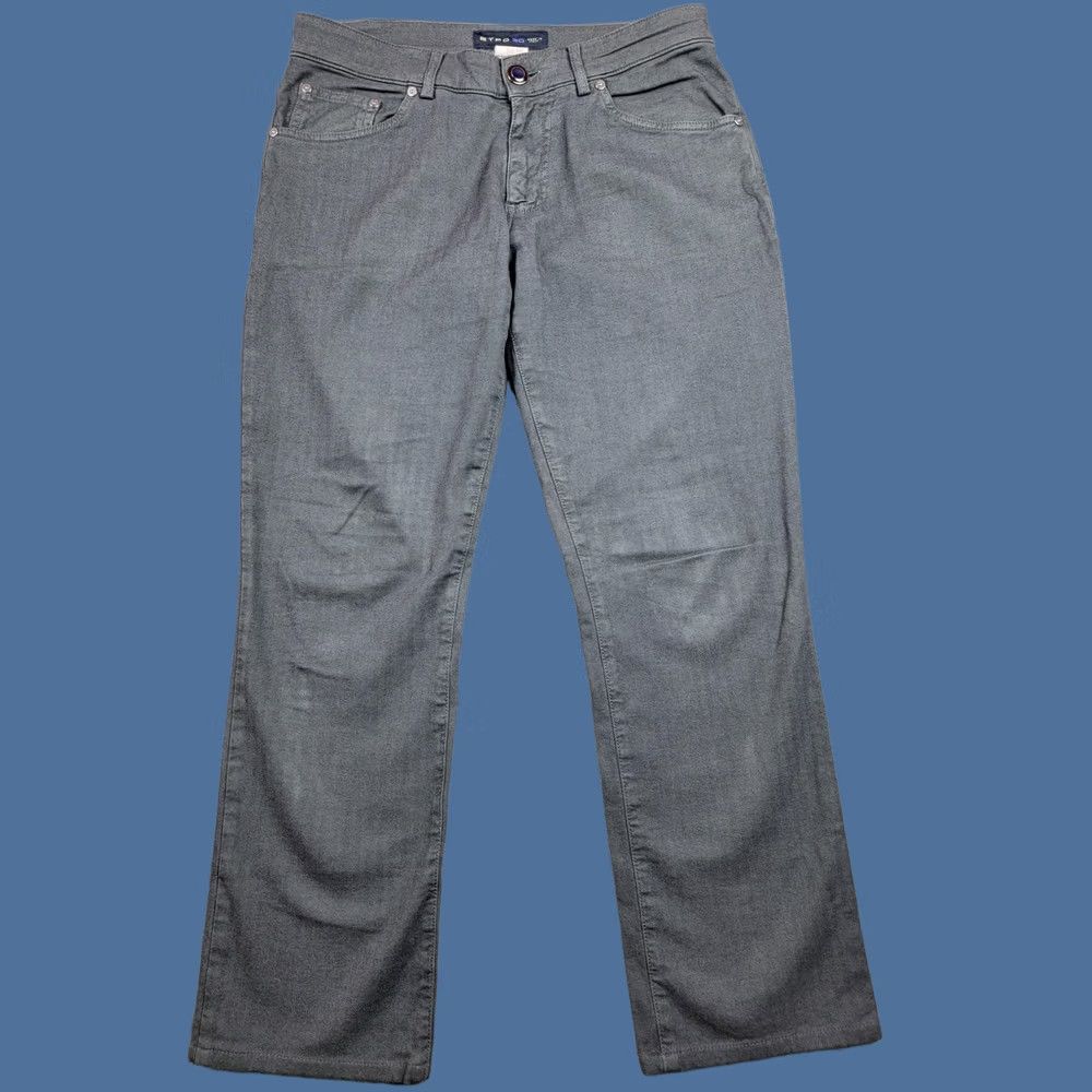 Etro ETRO Jeans Mens 30 Gray Regular Denim Herringbone Twill Stretch Zip Fly Five-Pocket Made in Italy Regular Fit Mens Fashionwear Size US 30 / EU 46 - 1 Thumbnail