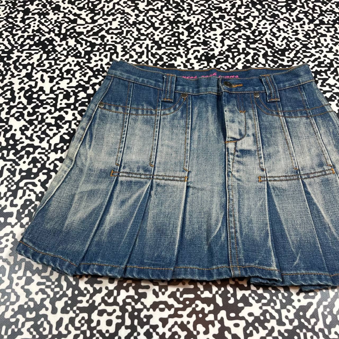 Japanese Brand Vintage Y2K Japanese Flared Retro Denim Mini Skirt 90s Style Size 27" / US 4 / IT 40 - 5 Thumbnail