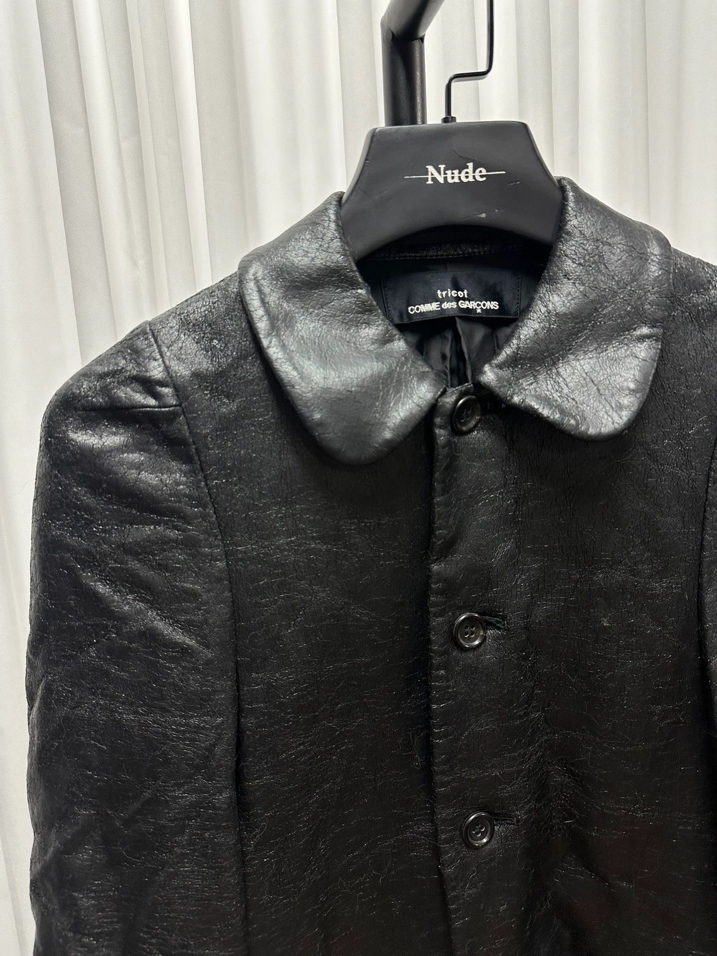 Comme des Garcons CDG Tricot Vintage Faux Leather Mand Coll Jkt (Bust 98, L62) Size ONE SIZE - 2 Thumbnail