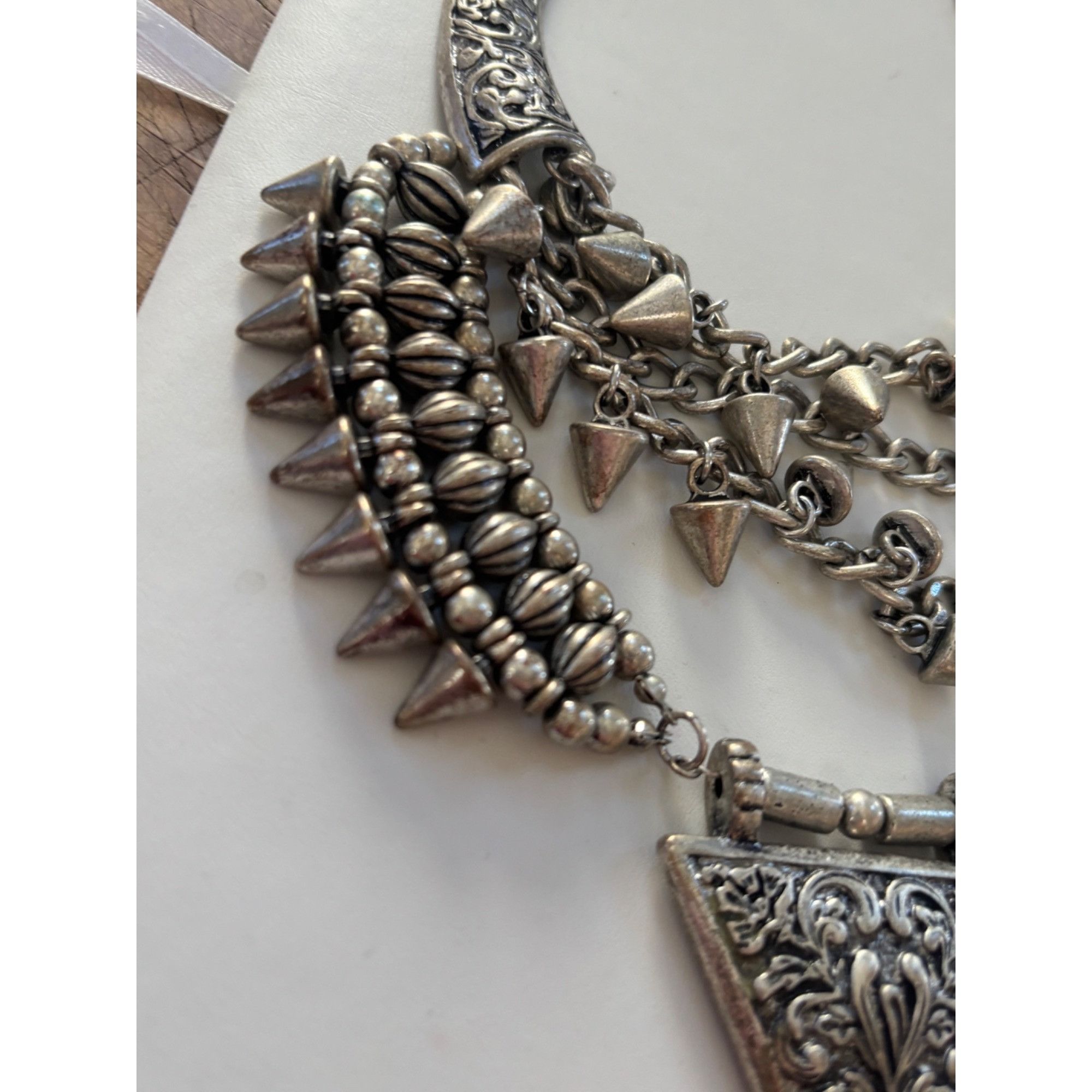 Other Bohemian Tribal Statement Necklace With Engraved Triangular Size ONE SIZE - 8 Thumbnail