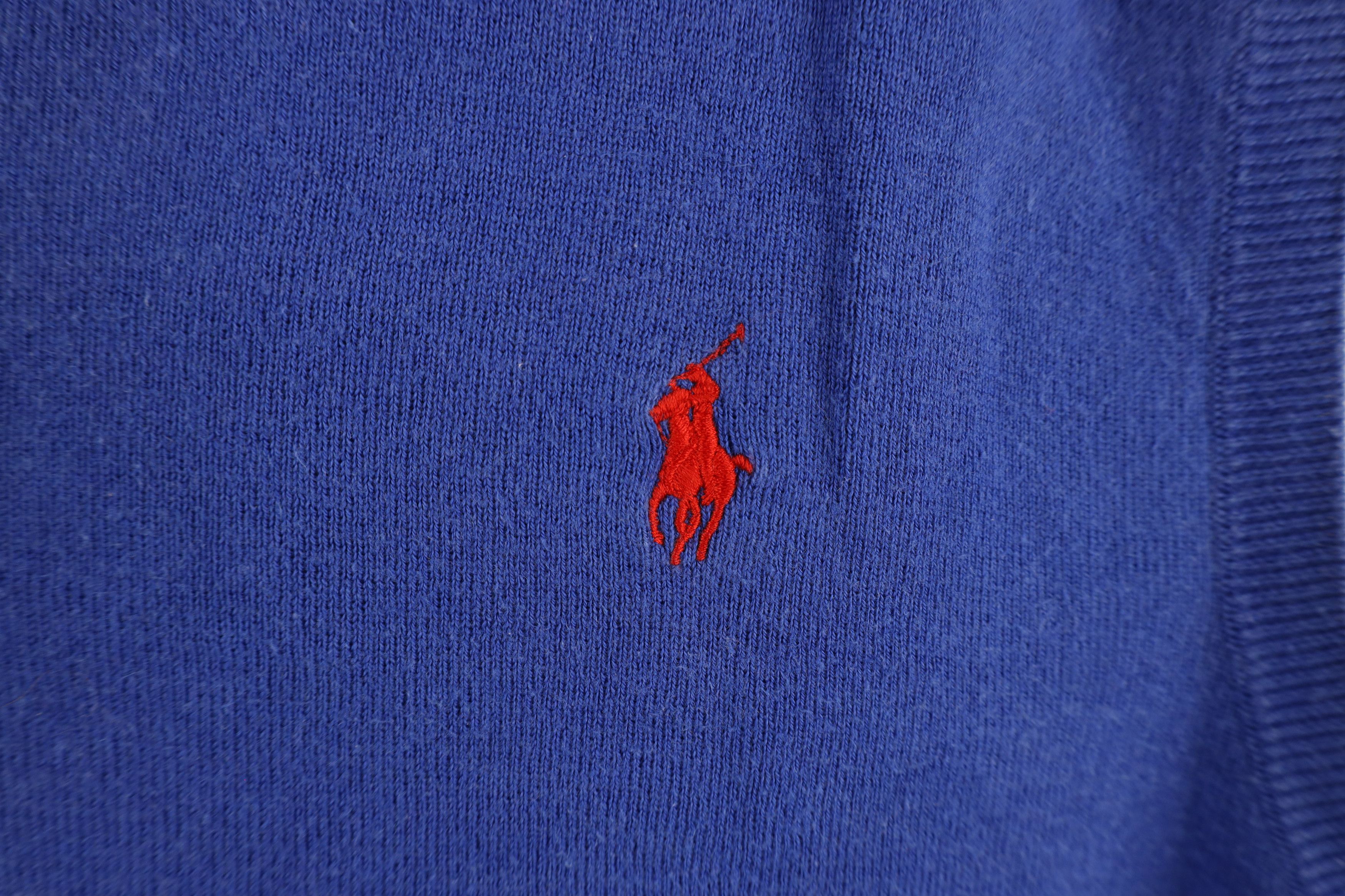 Polo Ralph Lauren Vintage 90s Ralph Lauren Pima Cotton Knit Sweater Vest Blue Size US XXL / EU 58 / 5 - 4 Thumbnail