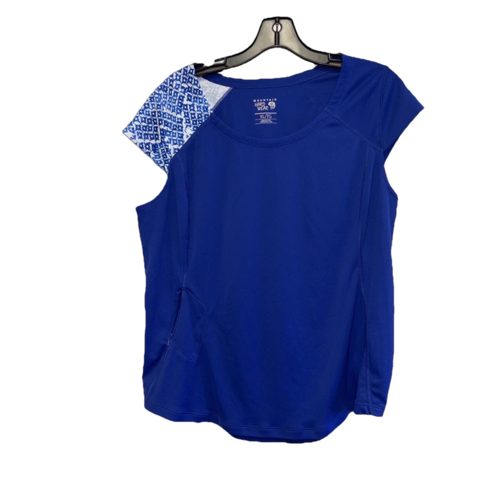 Mountain Hardwear VINTAGE not applicable, so: Mountain Hardwear River Gorge T-Shirt Women XL Blue Pocket Short Sleeve Zip Size 40" / US 18 - 1 Thumbnail