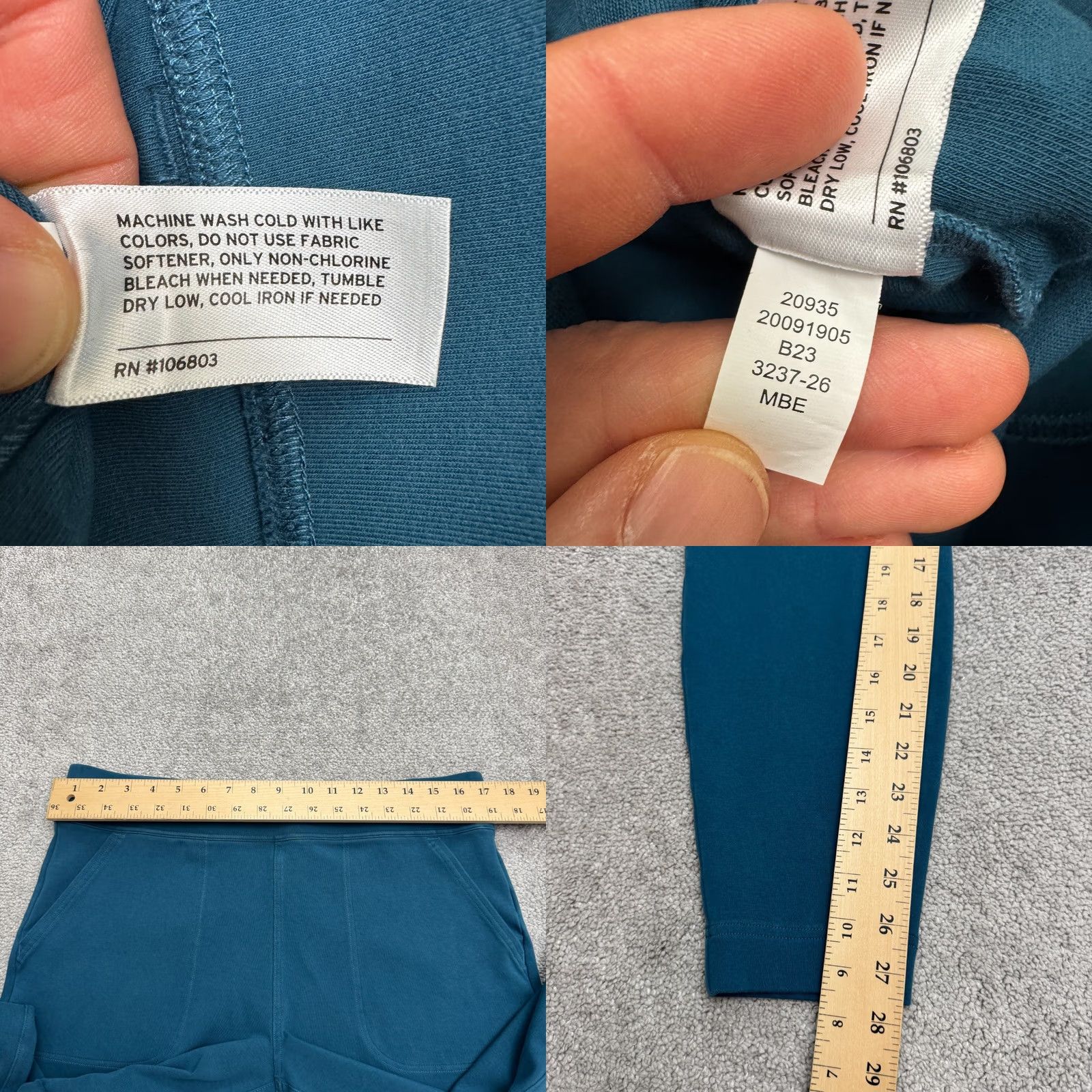 CO Duluth Legging Pants Womens Large Regular Teal Blue Cotton Blend Comfortable Stretch Pull On Casual Knit Inseam 27 in Ankle Size 36" / US 14 / IT 50 - 8 Thumbnail