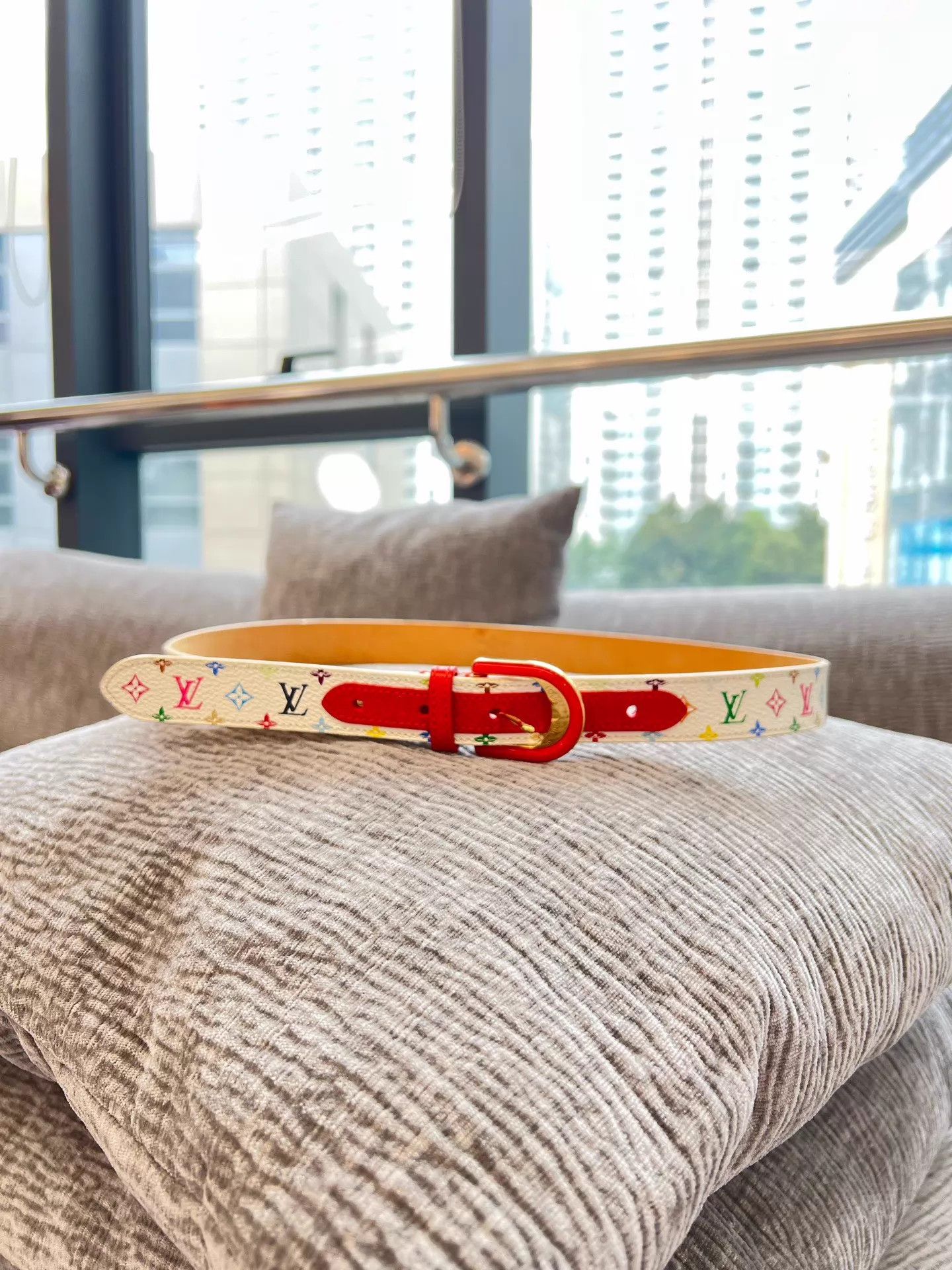 Louis Vuitton LV White Tricolor Belt 80×32 98 New Size ONE SIZE - 1 Thumbnail