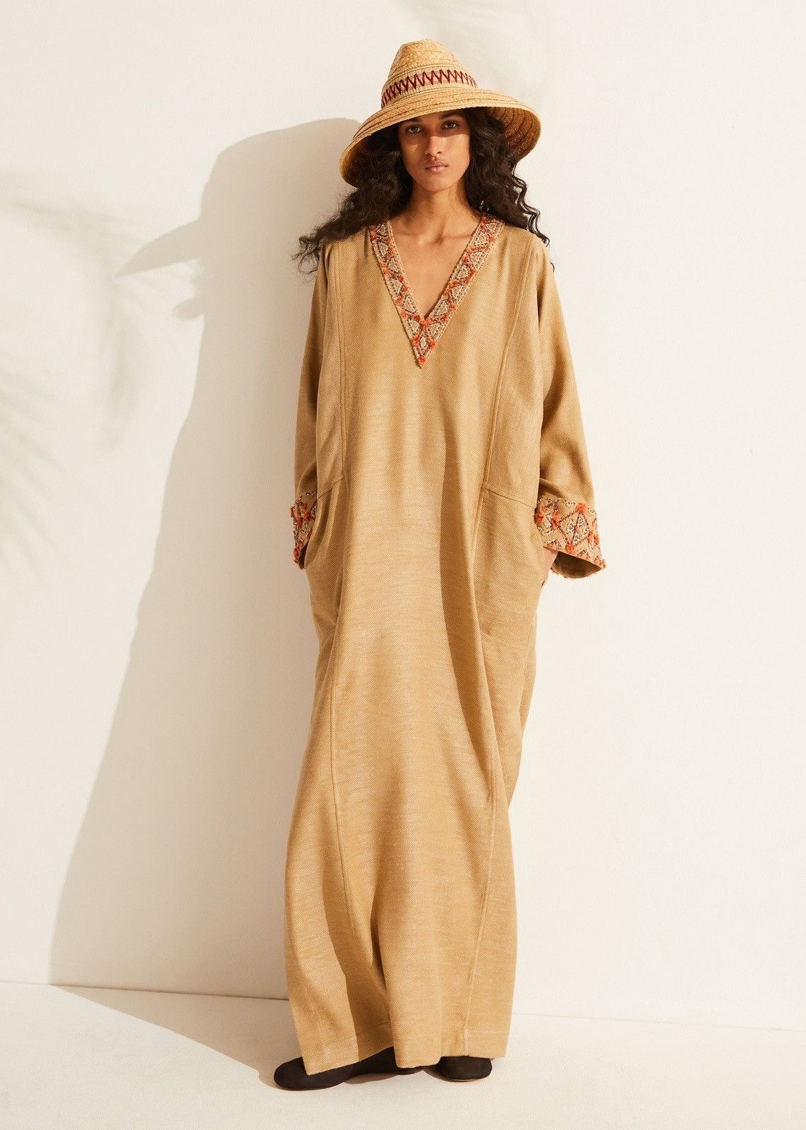 Loro Piana o1srvl11e0824 Yari Linen Silk Chevron Maxi Dress in Brown Size L / US 10 / IT 46 - 2 Thumbnail