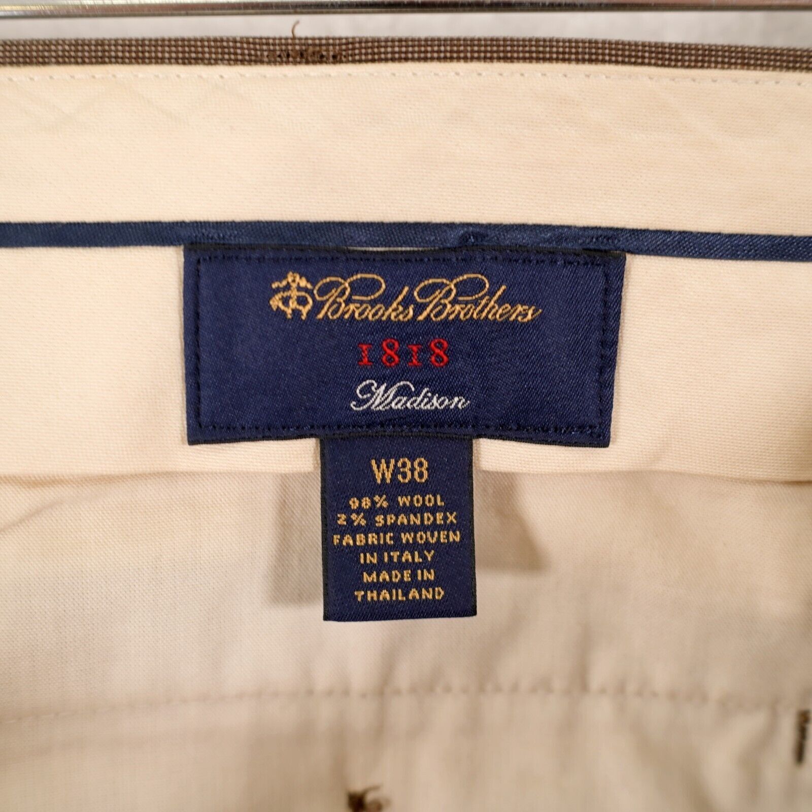 Brooks Brothers Brooks Brothers 1818 Madison Wool Beige Birdseye Pleated Cuf Size 38R - 6 Thumbnail