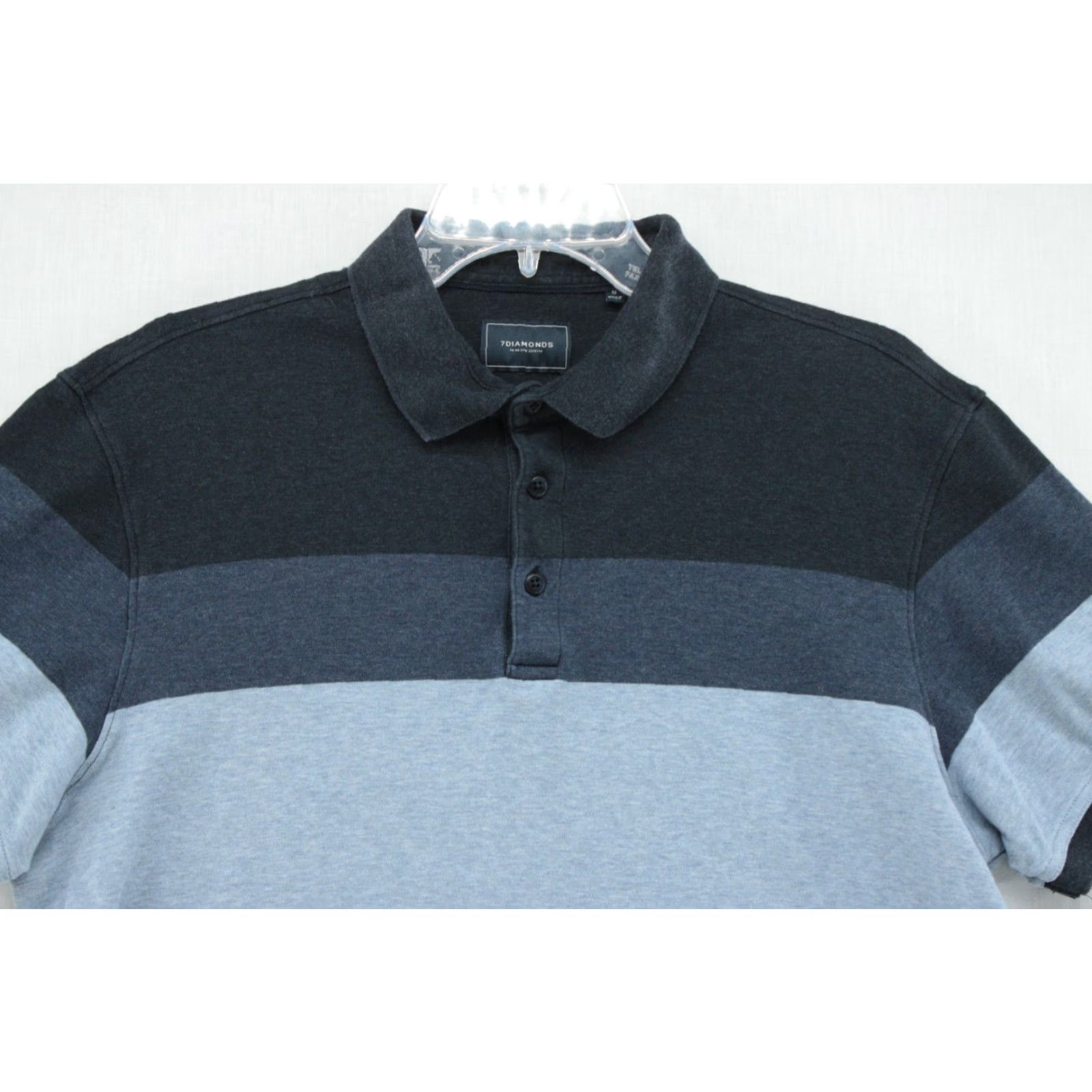 Vintage 7 Diamonds Polo Shirt Men’s Medium Blue Striped Short Sleeve 100% Cotton Preppy Size US M / EU 48-50 / 2 - 2 Thumbnail