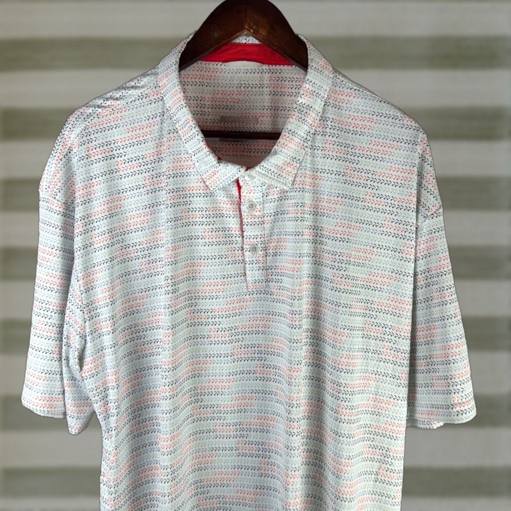 Vintage SWANNIES Mens 3XL White Geometric Print Polo Shirt Short Sleeve Golf Shirt Polo Size US XXL / EU 58 / 5 - 1 Thumbnail