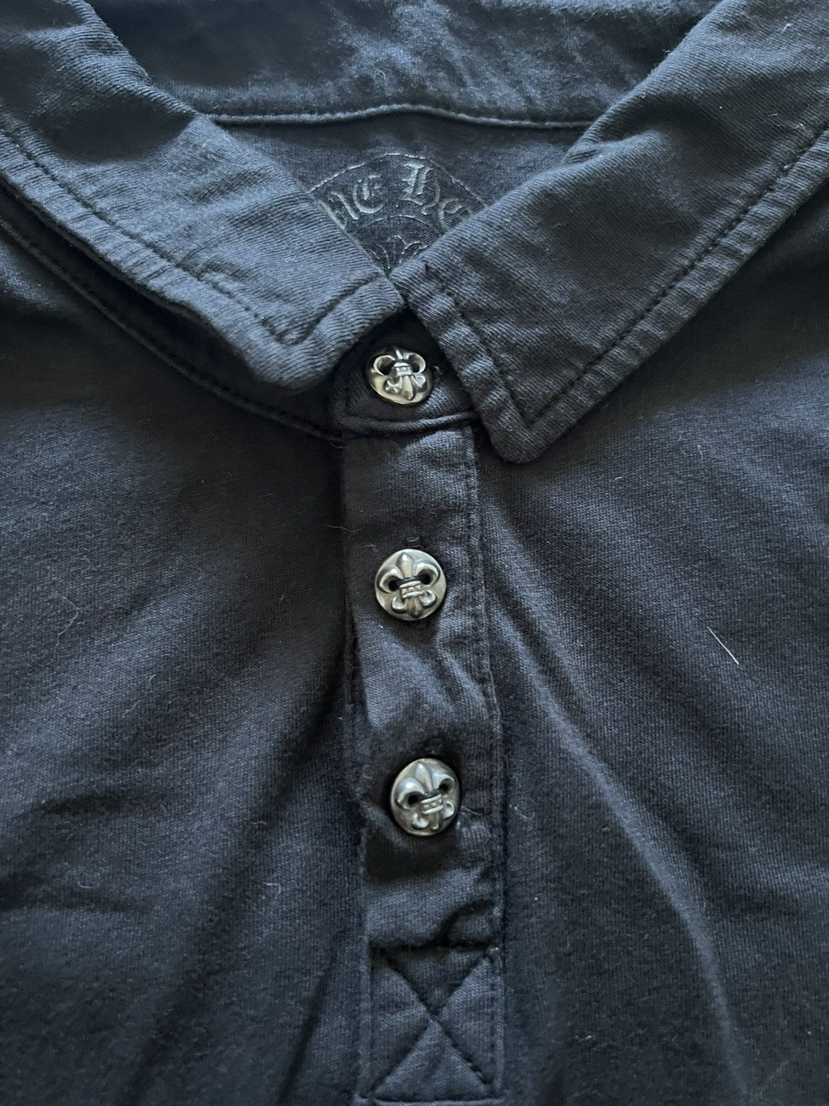 Chrome Hearts Chrome Hearts Silver Button Tonal Plus Cross Logo Polo Shirt Size US M / EU 48-50 / 2 - 2 Thumbnail