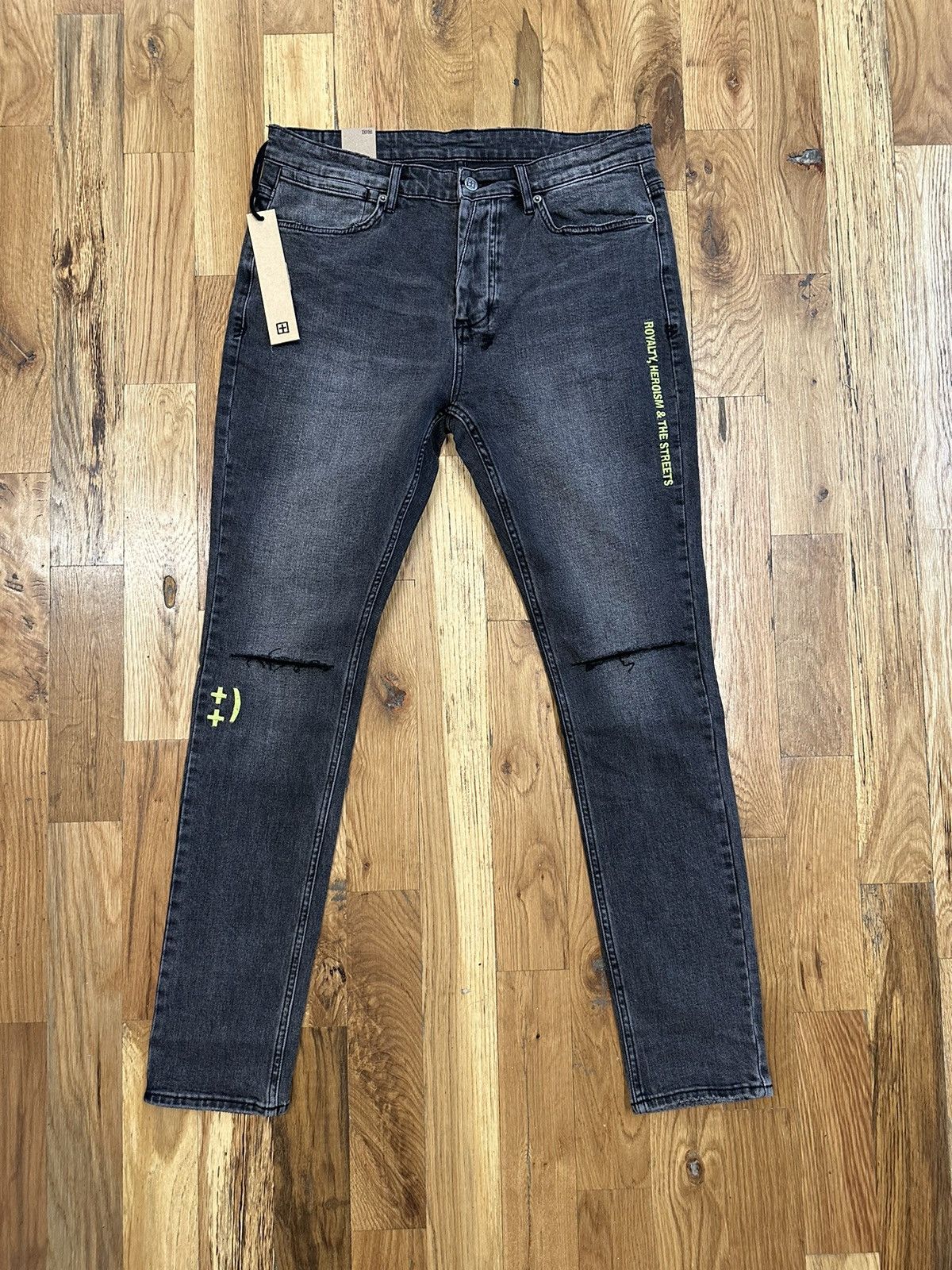 image of Ksubi Royalty Heroism Washed Black Denim Jeans Size 36, Men's