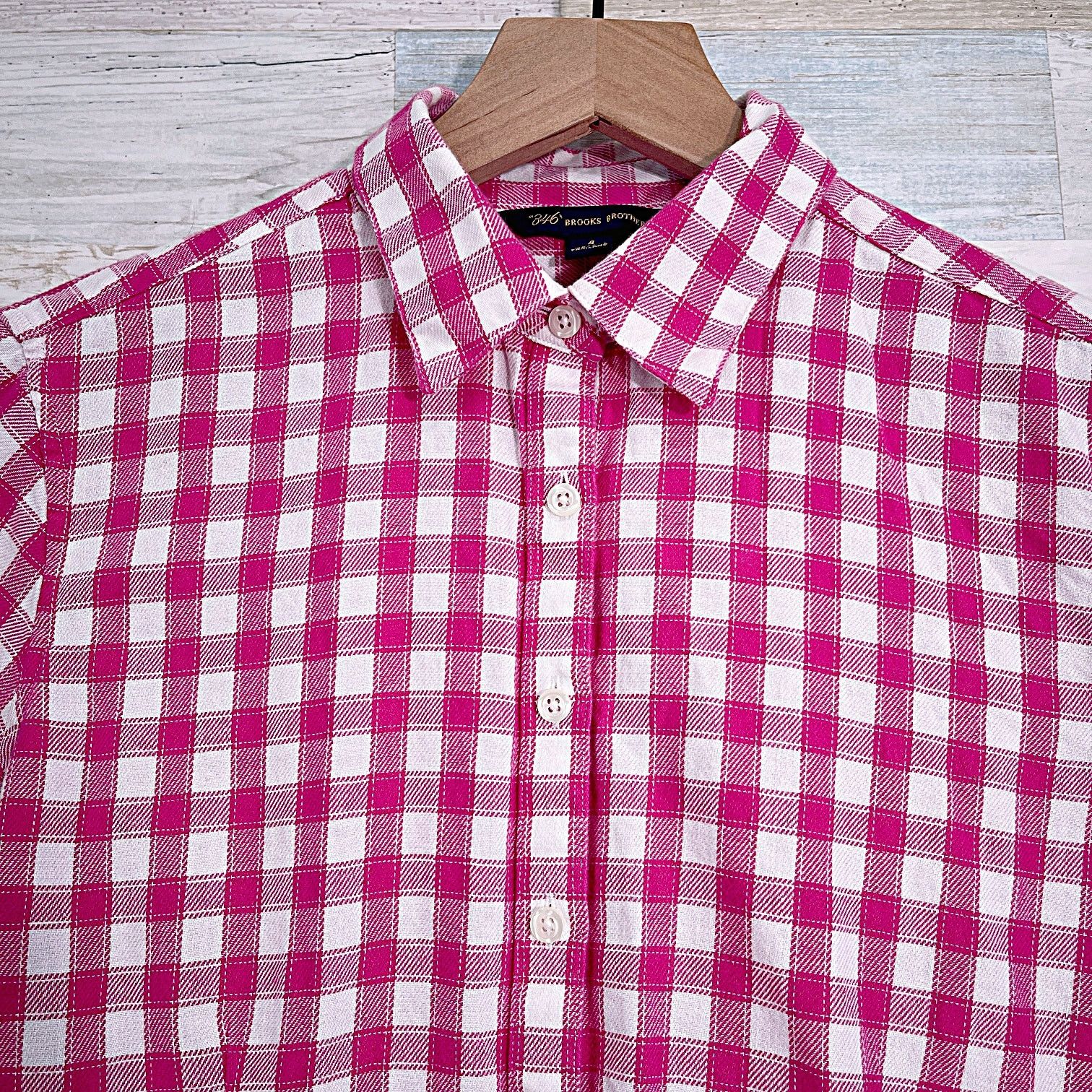 Brooks Brothers Brooks Brothers Flannel Gingham Career Shirt Pink Womens 4 Size S / US 4 / IT 40 - 2 Thumbnail