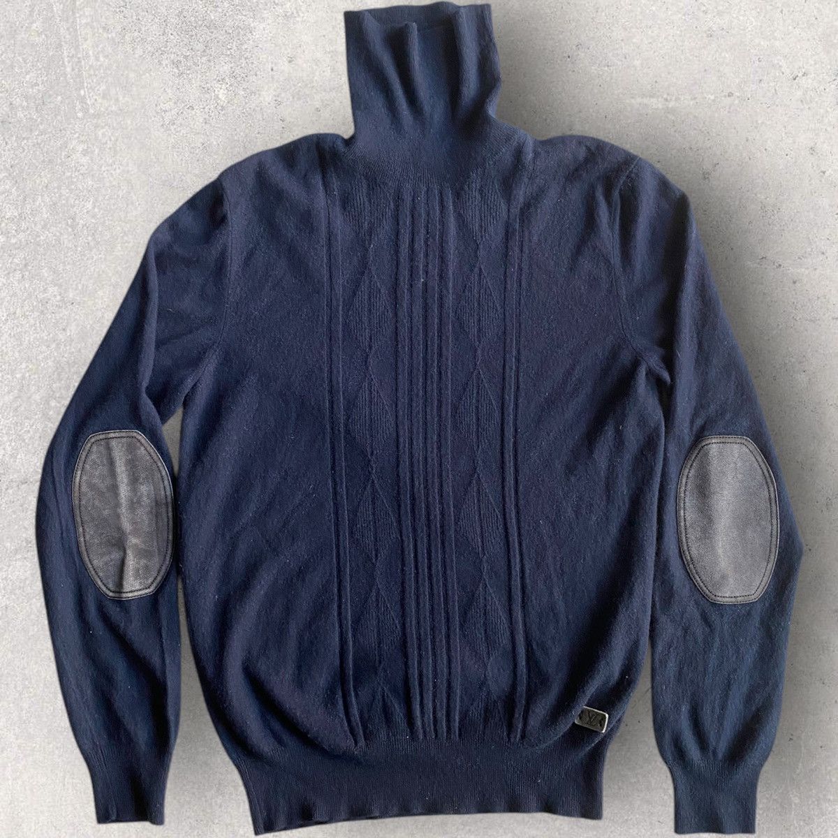 Louis Vuitton Fall05 Leather Elbows Patch Mock Neck Sweater Size US S / EU 44-46 / 1 - 2 Thumbnail