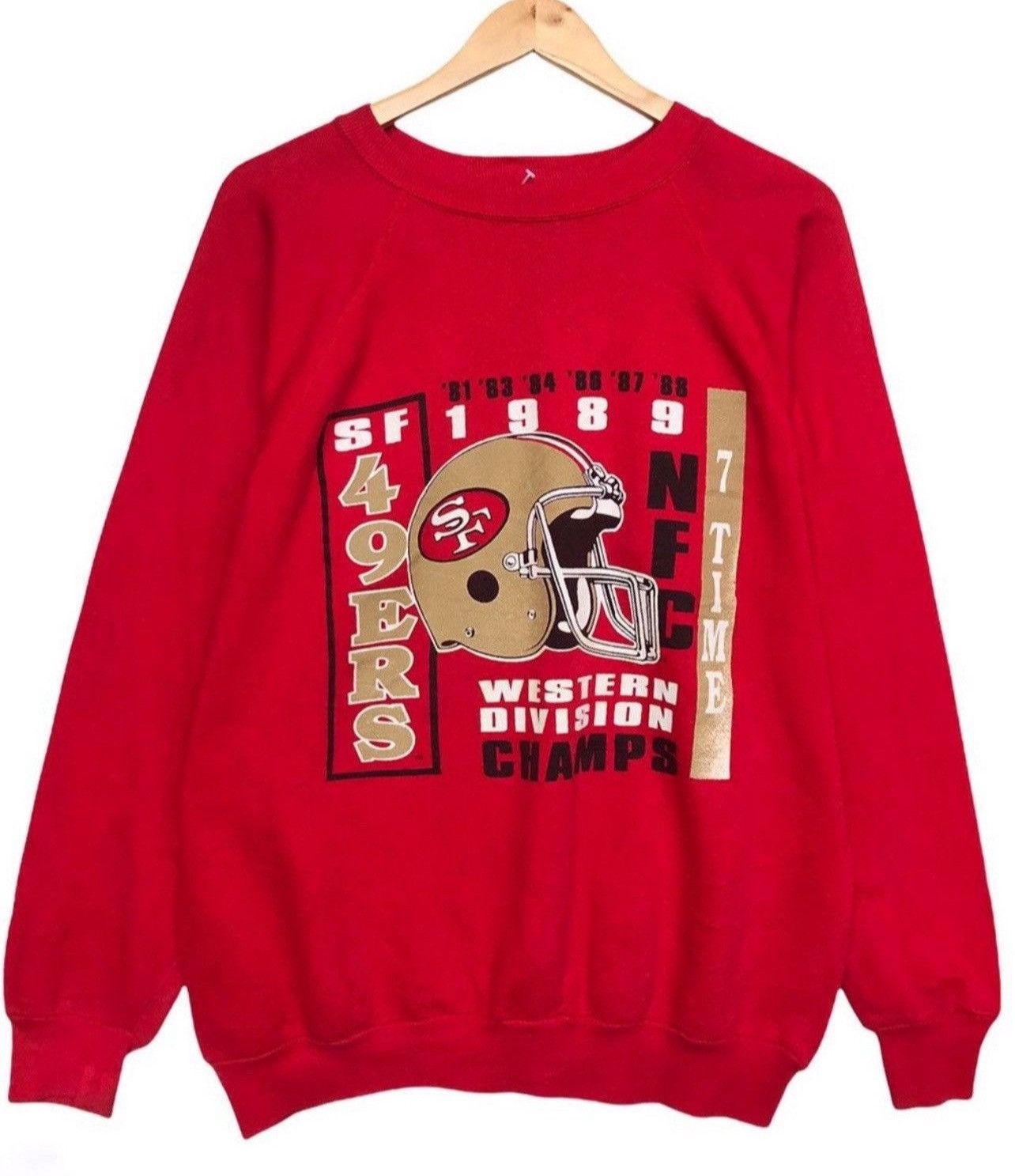 NFL × Vintage Vintage San Francisco 49 Ers Crewneck 49 Ers Red Sweatshirt Size US M / EU 48-50 / 2 - 1 Thumbnail