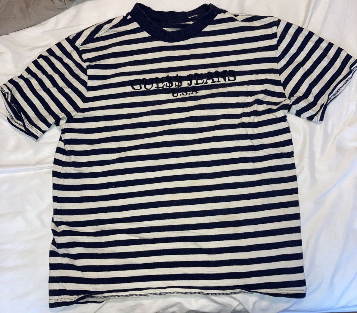 A$AP Rocky × Guess A$AP x GUESS Navy/White Striped T Shirt Size US S / EU 44-46 / 1 - 1 Thumbnail