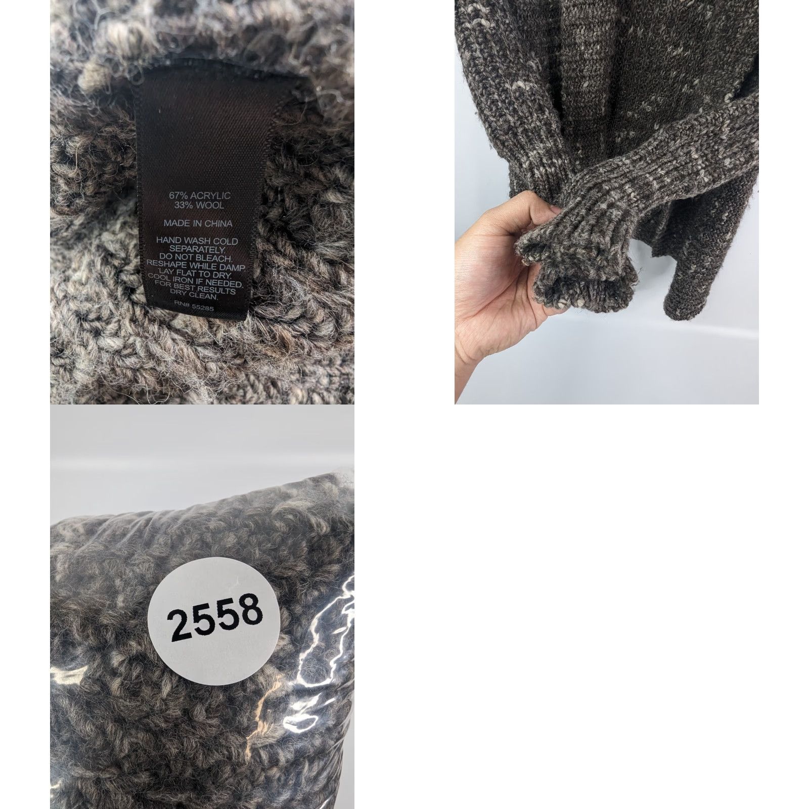 Express VINTAGE Express Open Front Brown Chunky Cardigan Sweater Womens XS Wool Acrylic Blend Size XS / US 0-2 / IT 36-38 - 8 Thumbnail