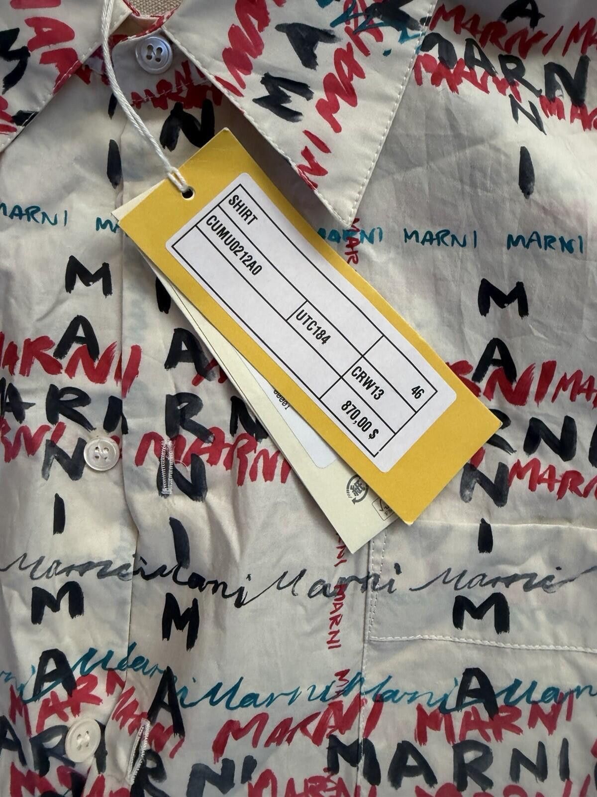 Marni Marni Scribble Logo Button Up Shirt White Size 46 New $870 Size US M / EU 48-50 / 2 - 3 Thumbnail