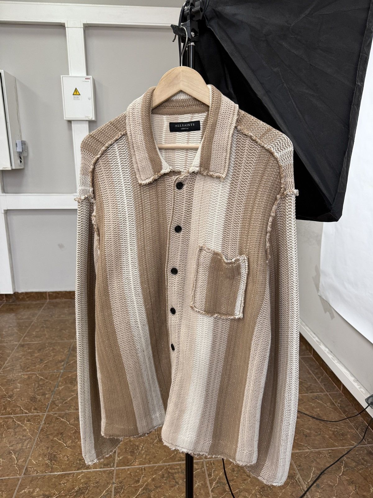 Allsaints 🇬🇧 Allsaints Knit Shirt Stripe Sweater Button Up Rare Retro Size US M / EU 48-50 / 2 - 8 Thumbnail