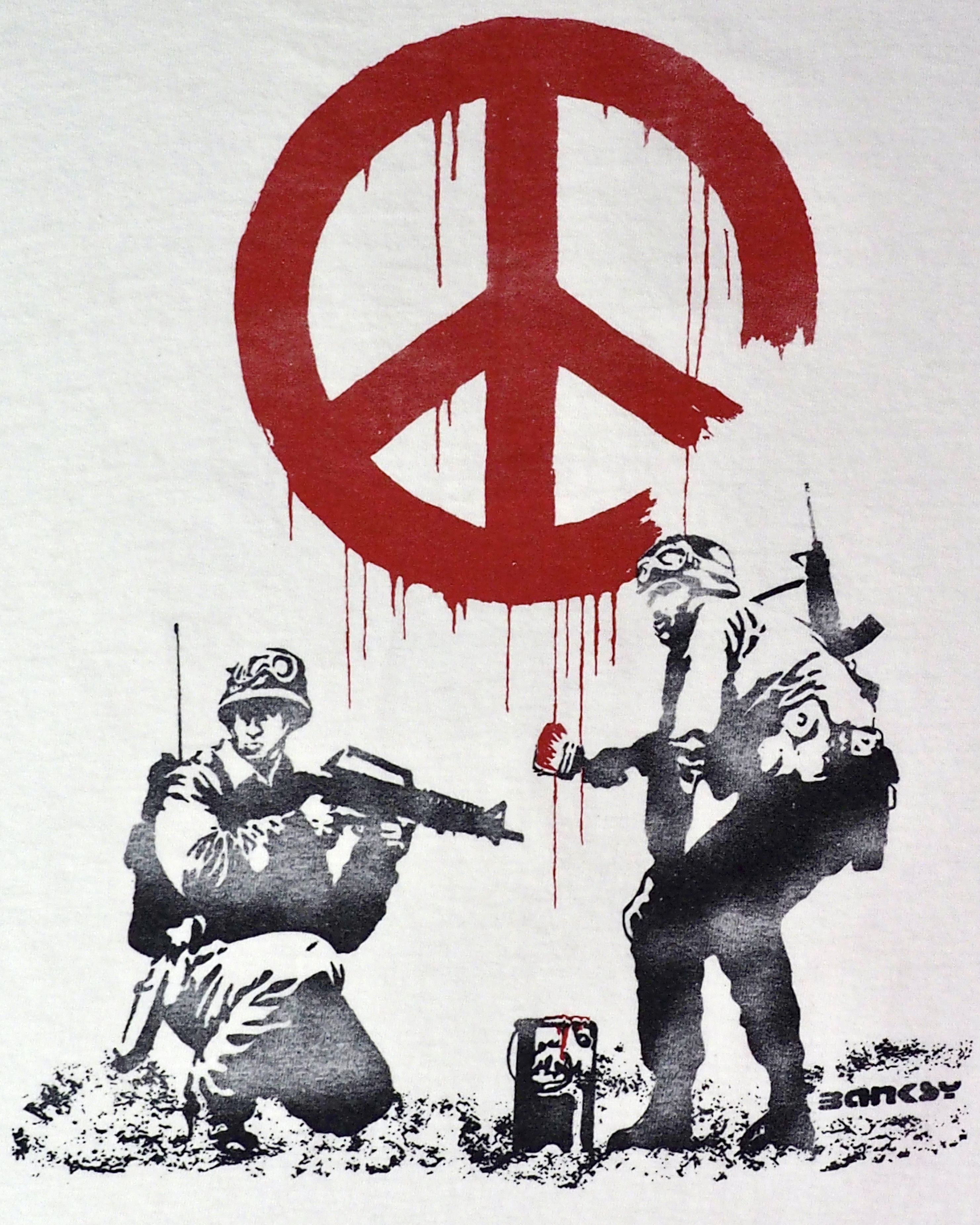 Vintage Vintage Early 2000s Banksy CND Soldiers Shirt Size L Size US L / EU 52-54 / 3 - 6 Thumbnail