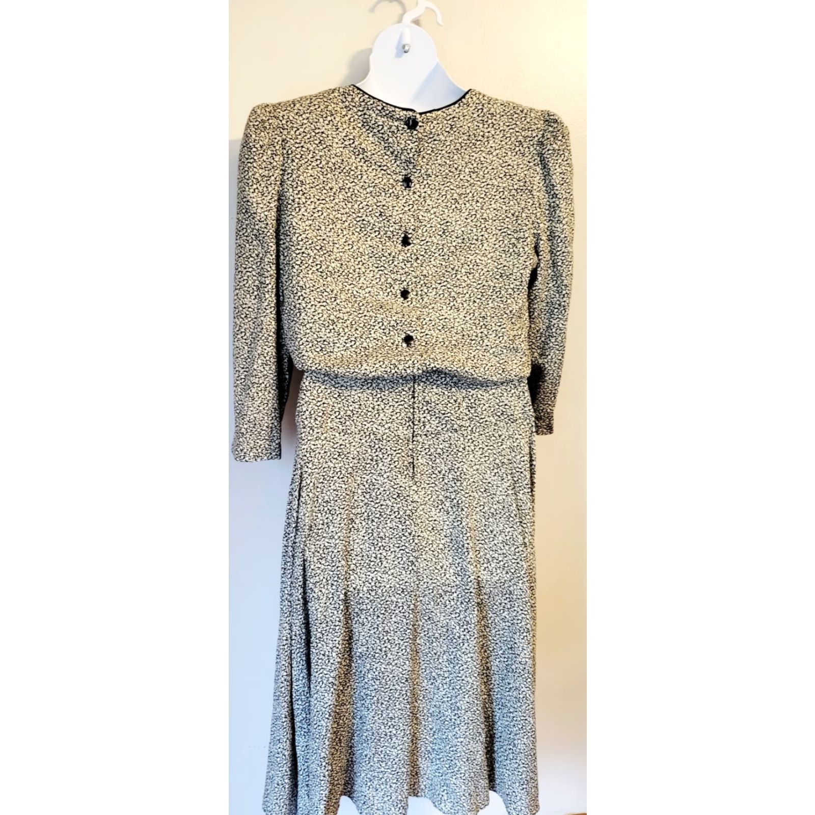 Vintage VINTAGE Lisa II Dress Prairie 12 Womens Black White 1980s Midi Cottagecore Floral Size XL / US 12-14 / IT 48-50 - 4 Thumbnail
