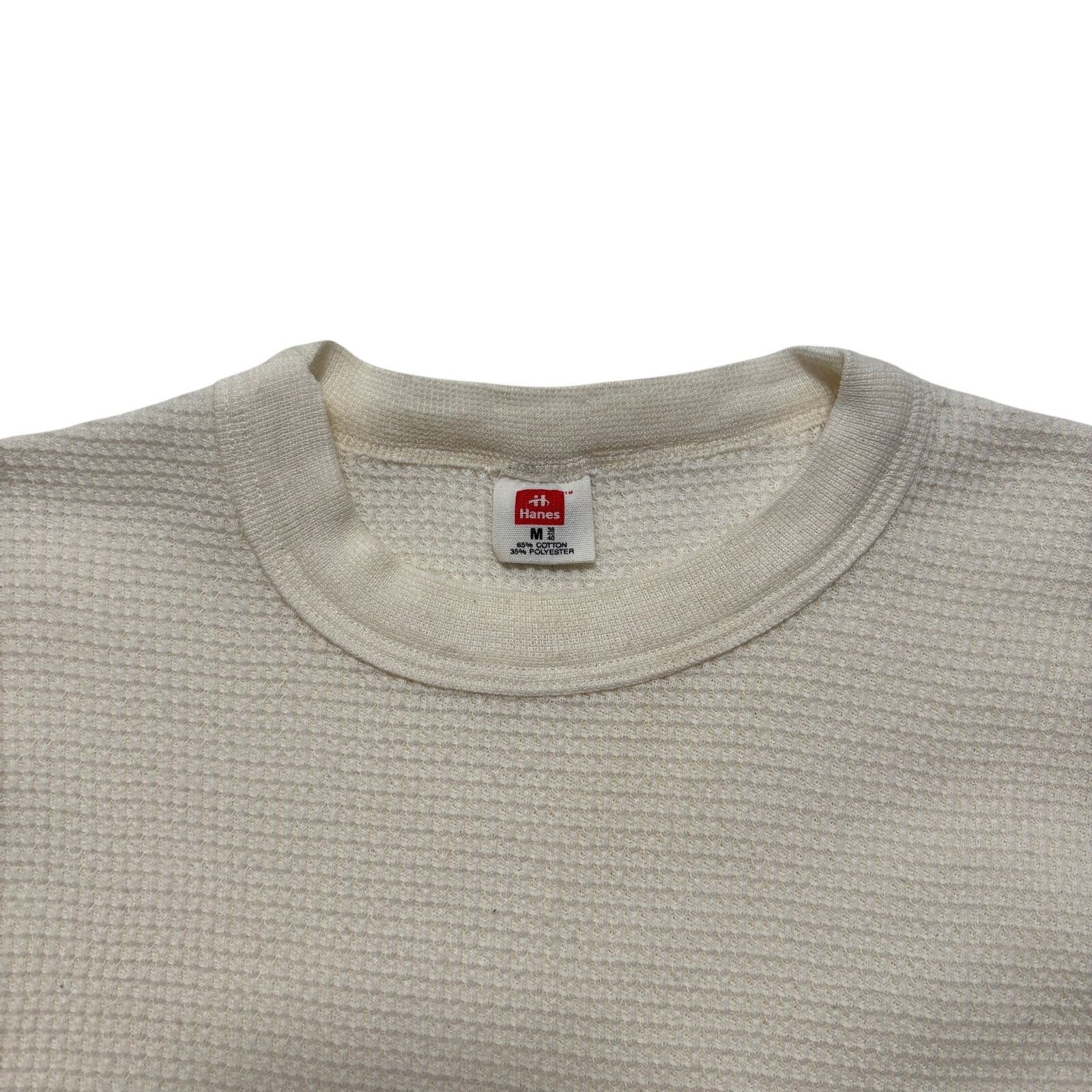 Hanes VTG 70s Hanes White Waffle Knit Long Sleeve Thermal M Size US 28 / EU 44 - 2 Thumbnail