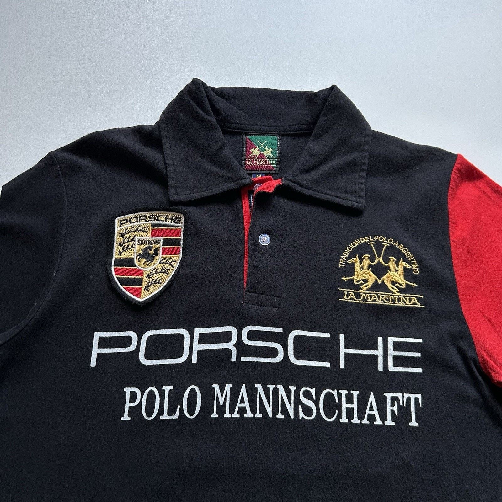 Vintage Vintage Porsche Shirt 90s Polo Mannschaft Team Medium Racing Size US M / EU 48-50 / 2 - 2 Thumbnail